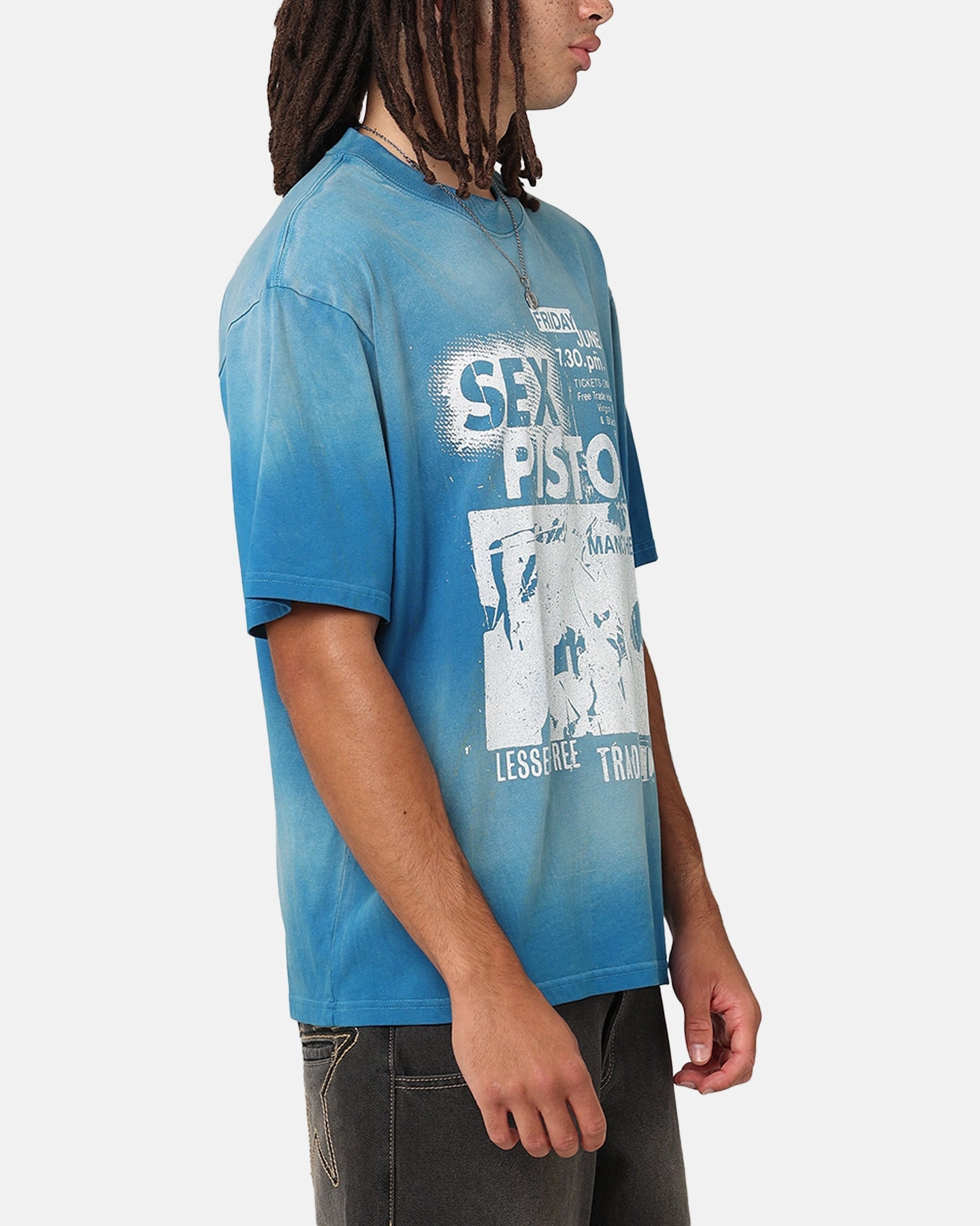 Sex Pistols Sun Fade T-Shirt Sun Washed Blue Running Speed Unisex