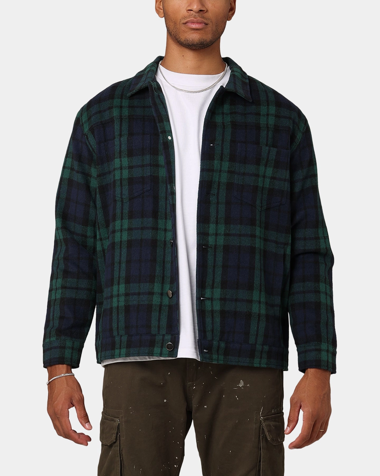 XXIII Darby Plaid Shacket Tartan Teflon Coated Fabric