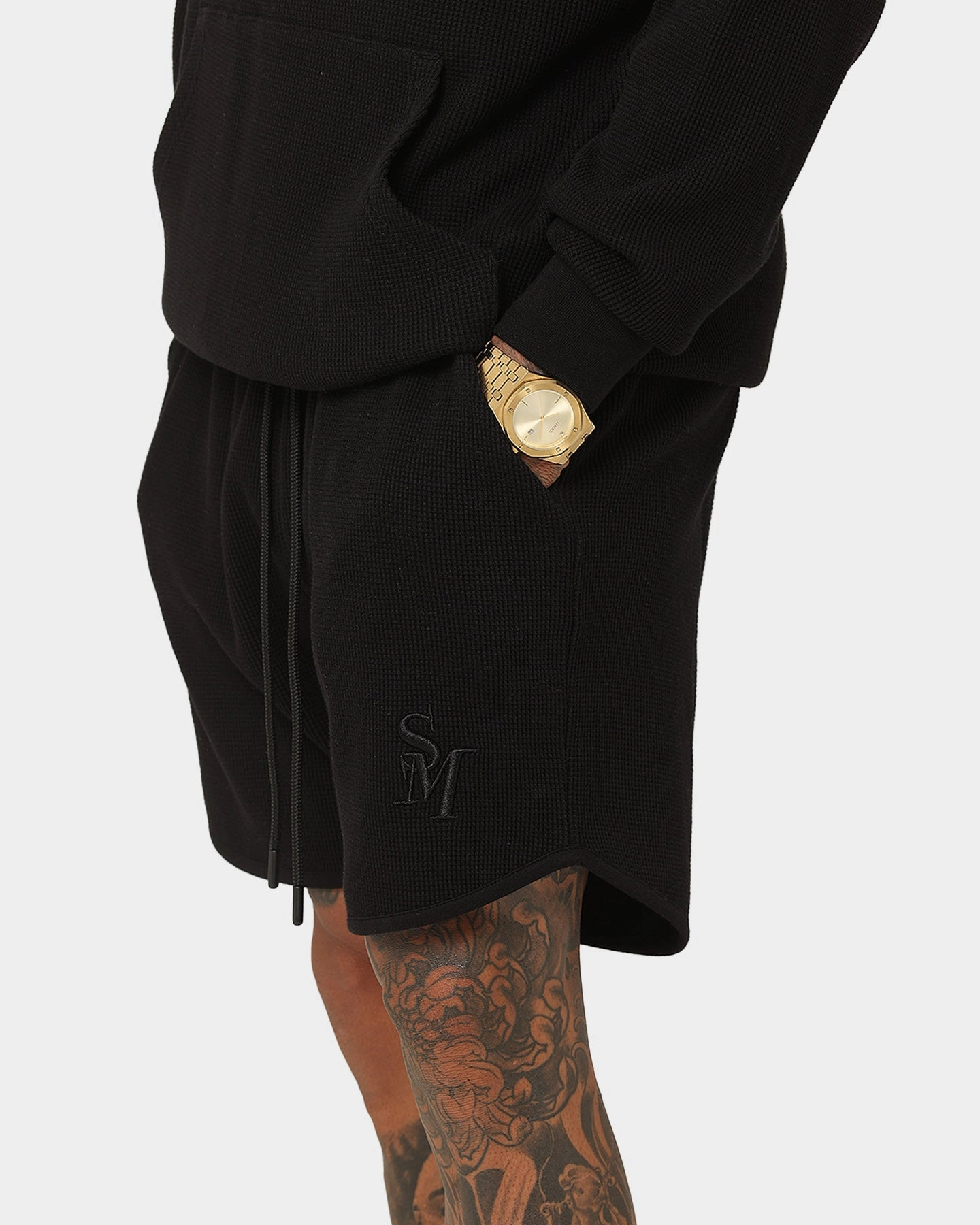 Saint Morta Waffle Shorts Black Sweat Resistant Coating