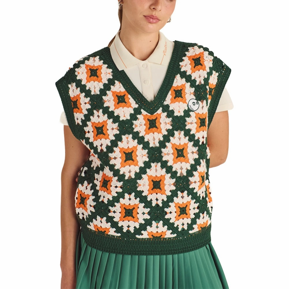 easy to repair Memorabilia - related Malbon Bianca Knit Golf Vest Ivory Multi - SS25 Women