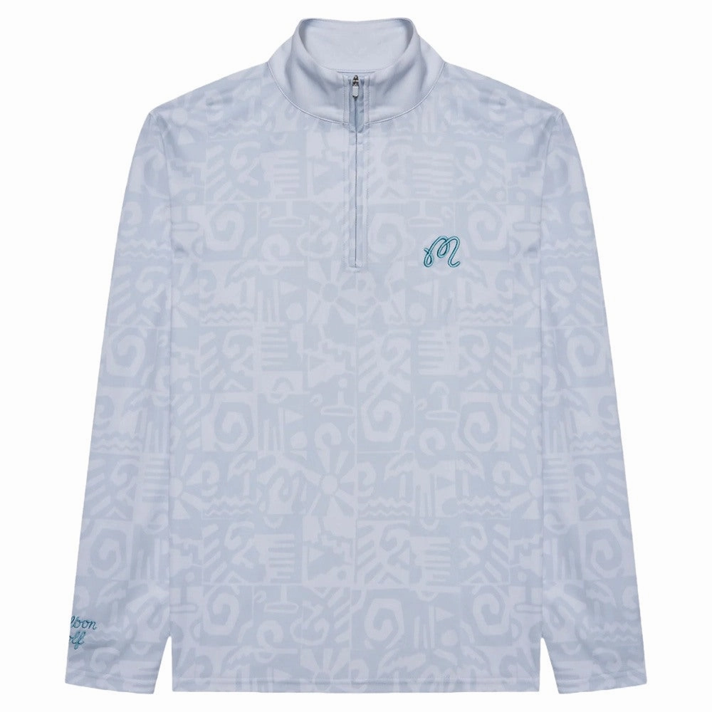 Windproof Closure Malbon Capo Performance Quarter Zip Golf Pullover Silver - SS25 Men