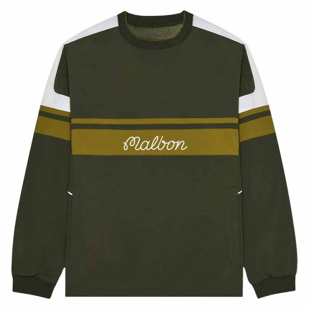 Malbon Sportiva Nylon Popover Golf Jacket Cypress Green - SS25 Men ElasticWaistband