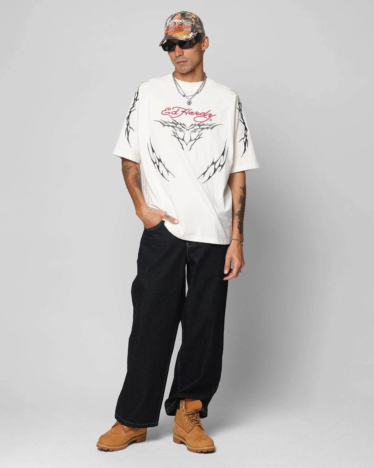 Ed Hardy Wide Leg Skull Jeans Dark Indigo Sunny Vibes Casual