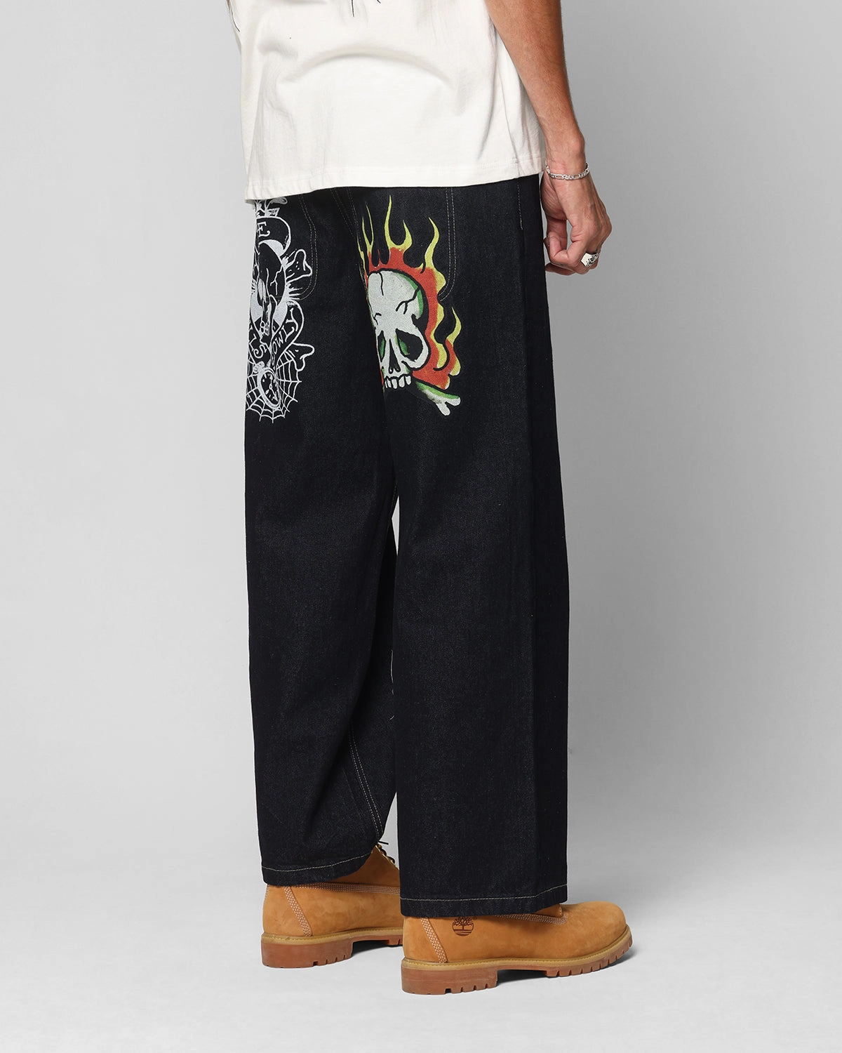 Closet Must Ed Hardy Wide Leg Skull Jeans Dark Indigo