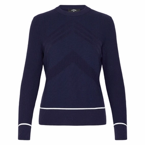 Quick Dry Fabric Callaway Multi-Stitch Chevron Golf Sweater (with Tipping) Peacoat - SP25 Women