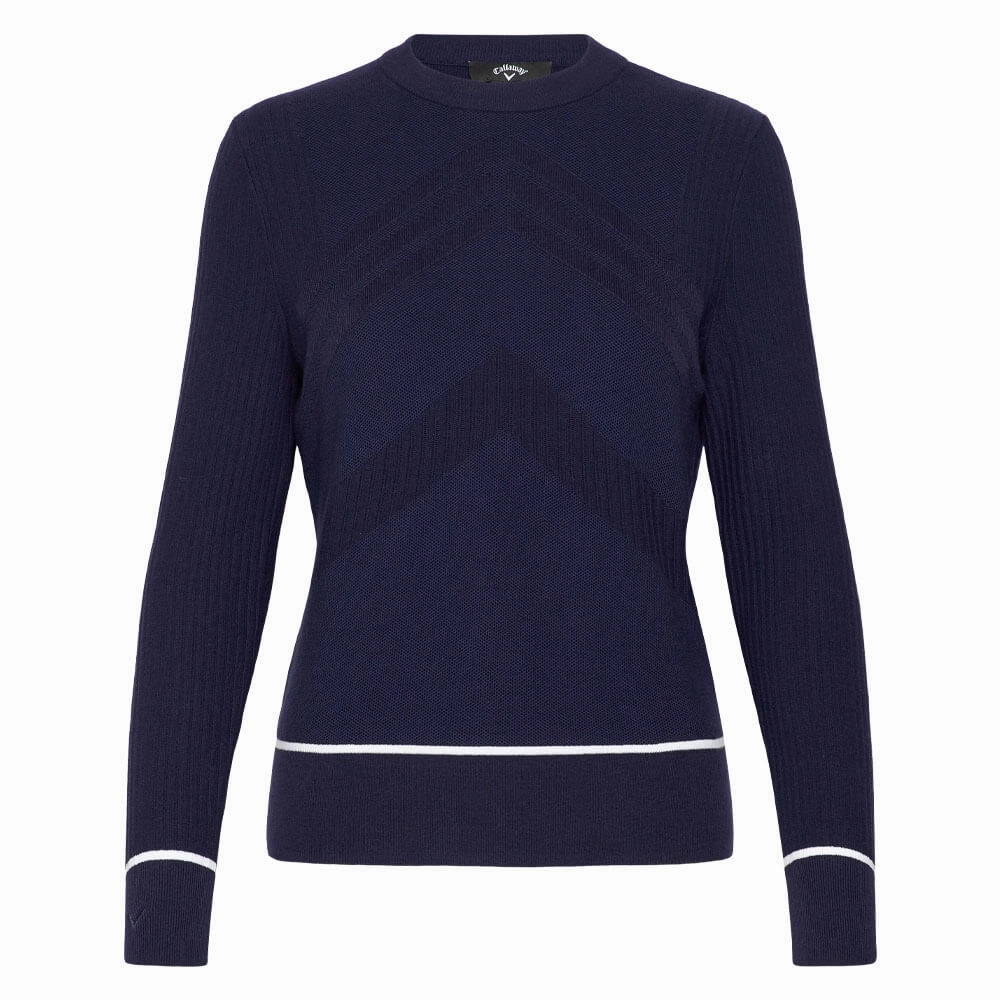 Roll Up Storage Design Heat Sealed Seams Callaway Multi-Stitch Chevron Golf Sweater (with Tipping) Peacoat - SP25 Women