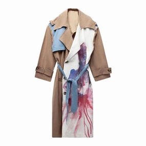 Kidsuper Painted Girl Trench coat Non Bulky Insulation