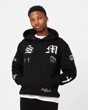 suitable for individual sports Stretch Knit Fabric Saint Morta Graveyard Hoodie Black/White