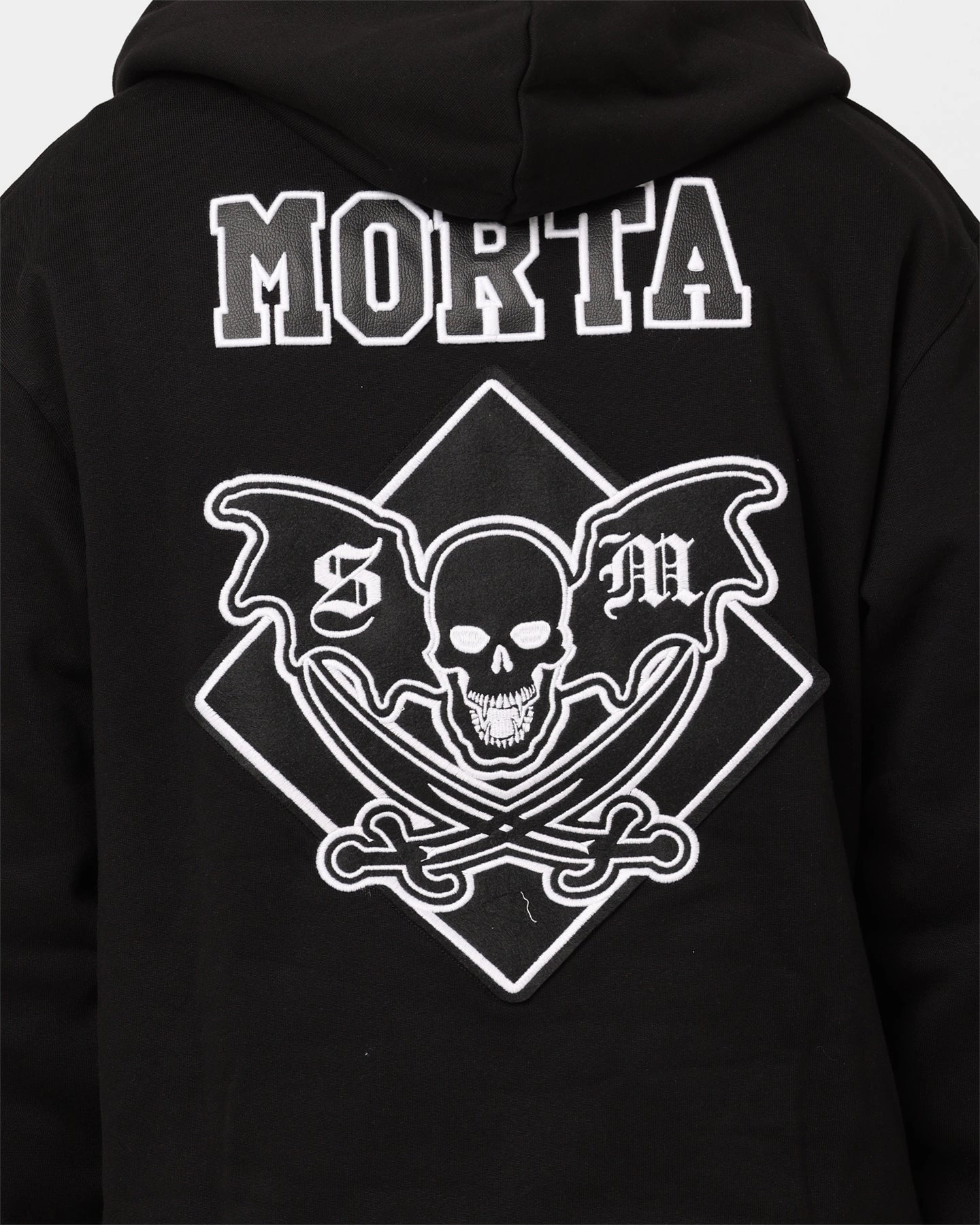 Fleece Lined Interior Saint Morta Graveyard Hoodie Black/White