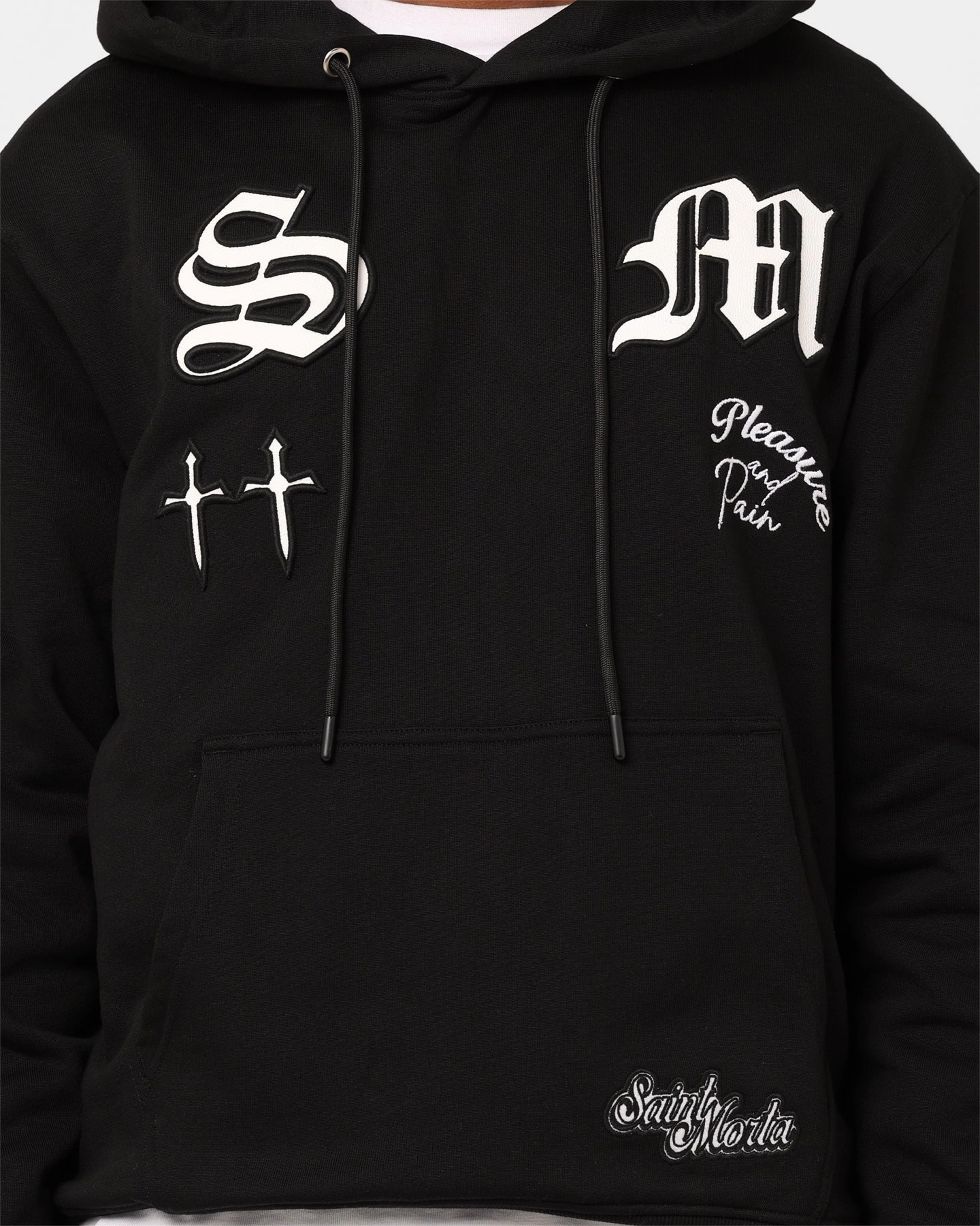 Saint Morta Graveyard Hoodie Black/White Weather Ease shearling