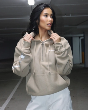 Champion Reverse Weave Quarter Zip Hoodie Country Walnut Odor Control Treatment