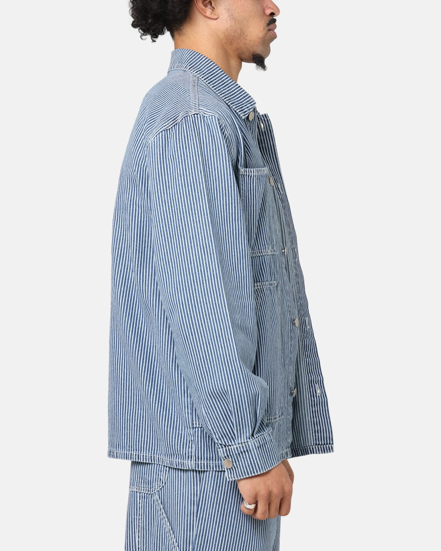 XXIII Striped Work Jacket Navy Stripe monochromatic Versatile Layering Piece