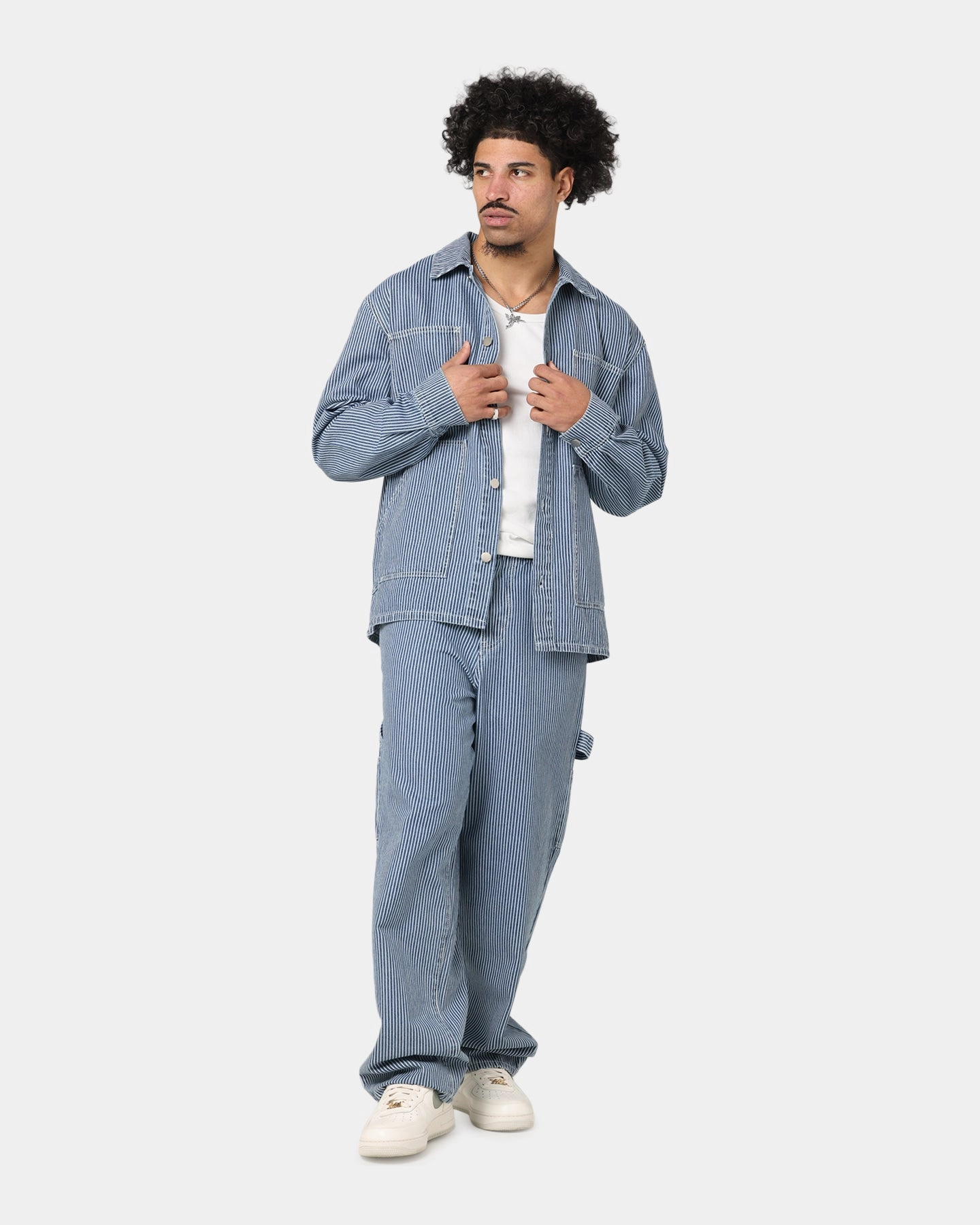 clean design XXIII Striped Work Jacket Navy Stripe
