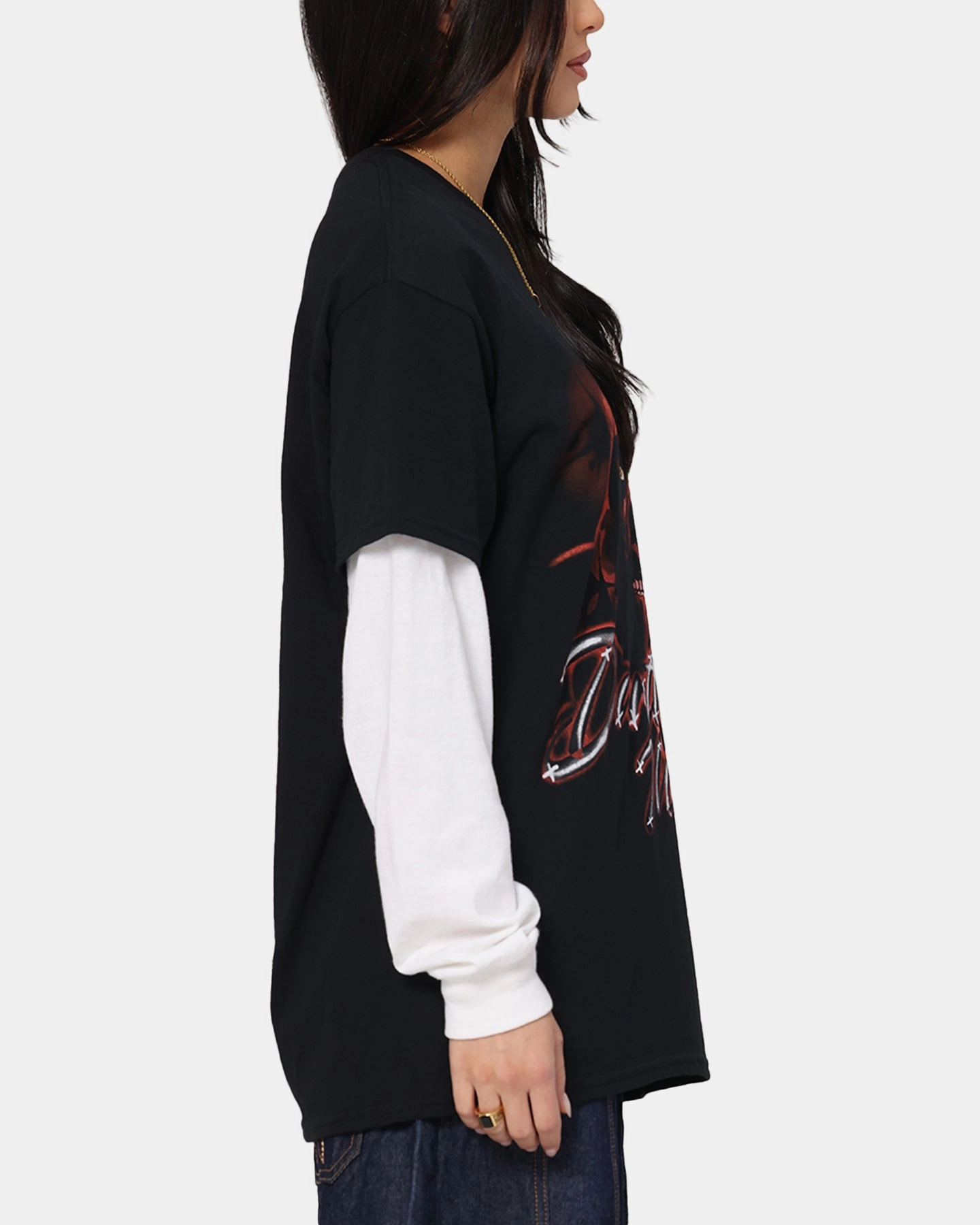 Fashion Essential Non Restrictive Fit Goat Crew Star Wars Darth Maul Airbrush T-Shirt Black