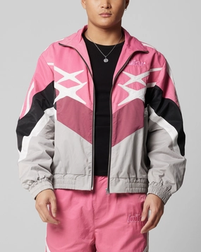 Loiter Hybrid Track Jacket Pink/Grey fireplace