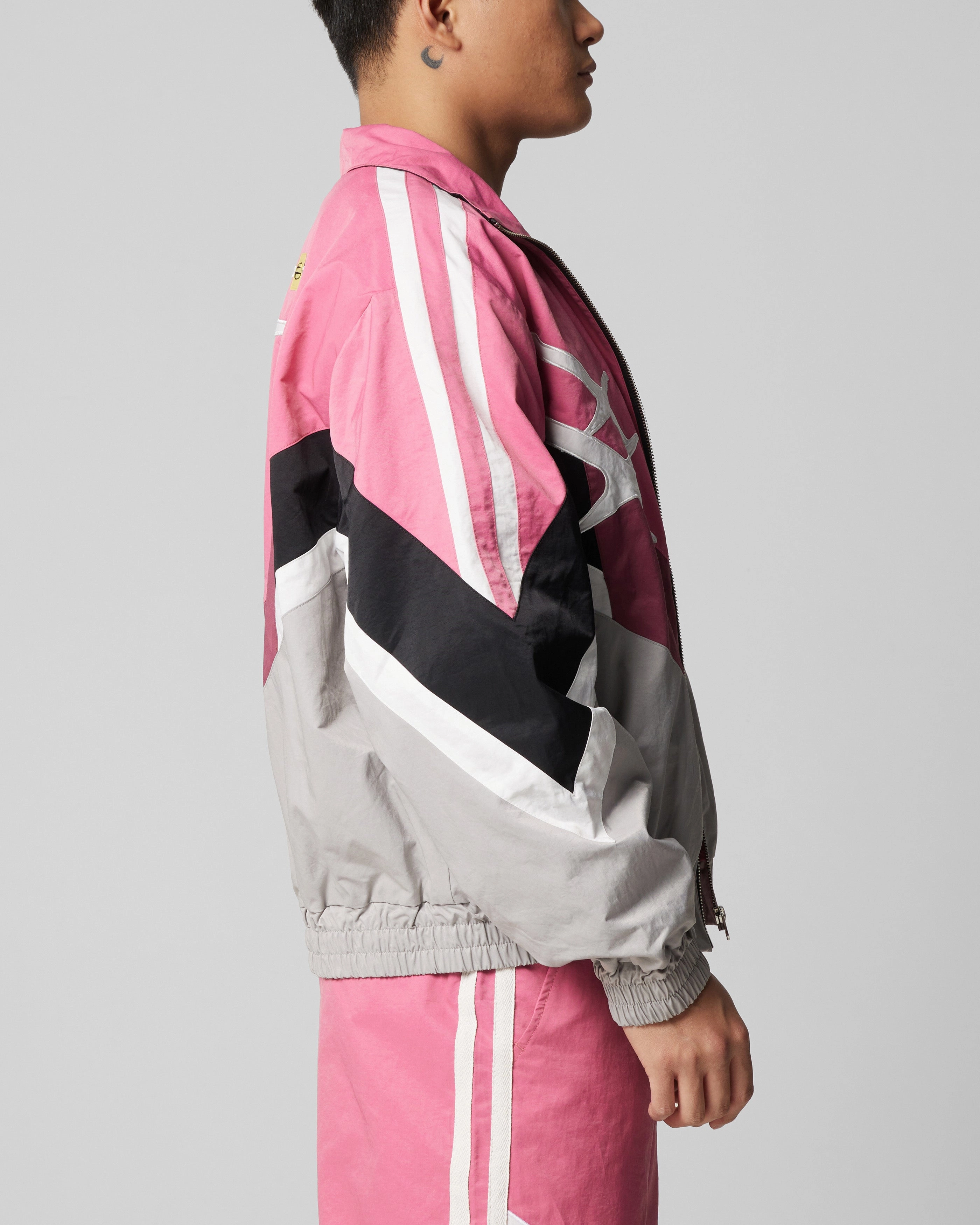 Loiter Hybrid Track Jacket Pink/Grey BreathableTechnology