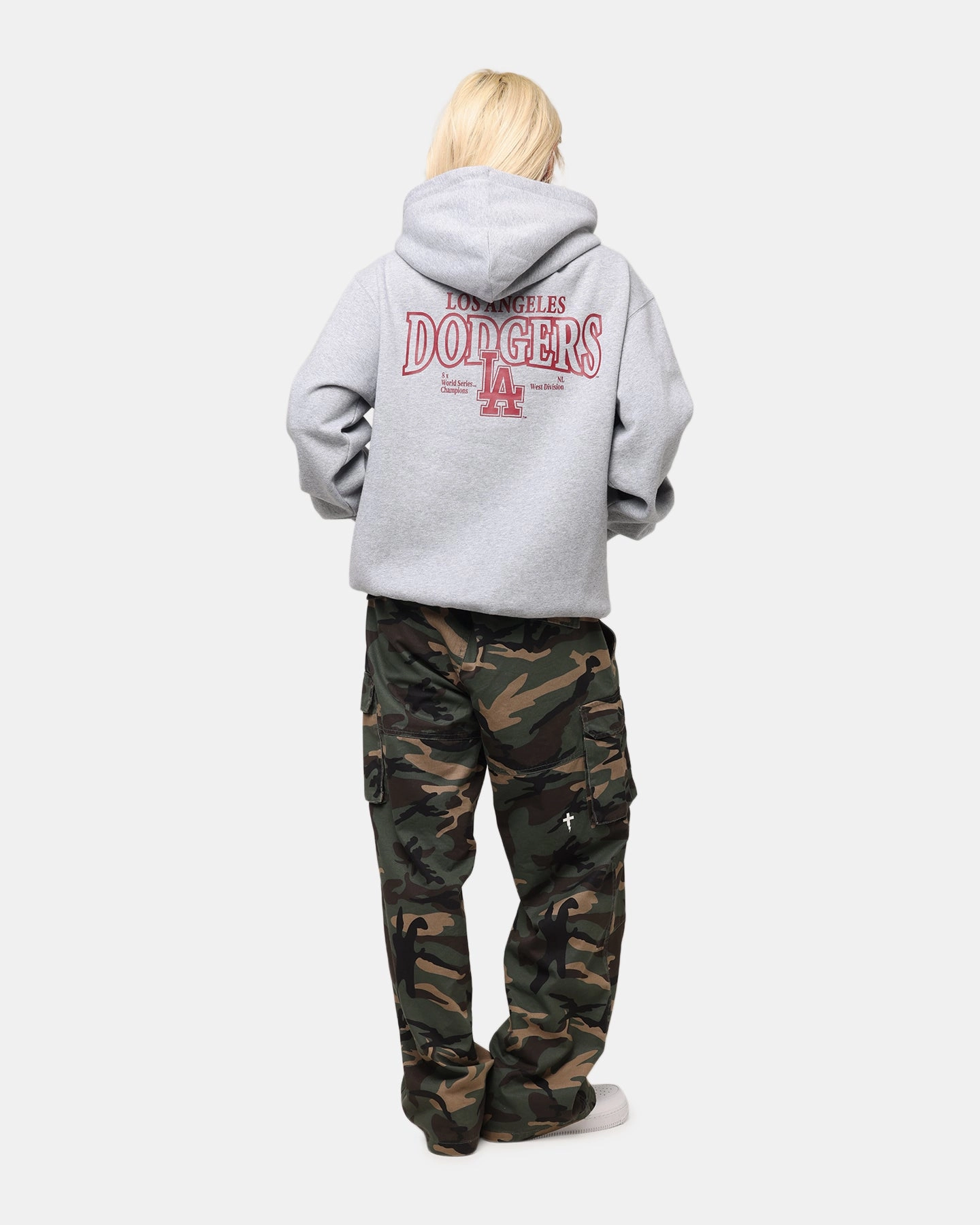humid Majestic Athletic Los Angeles Dodgers Arch Mercer Hoodie Grey Marle