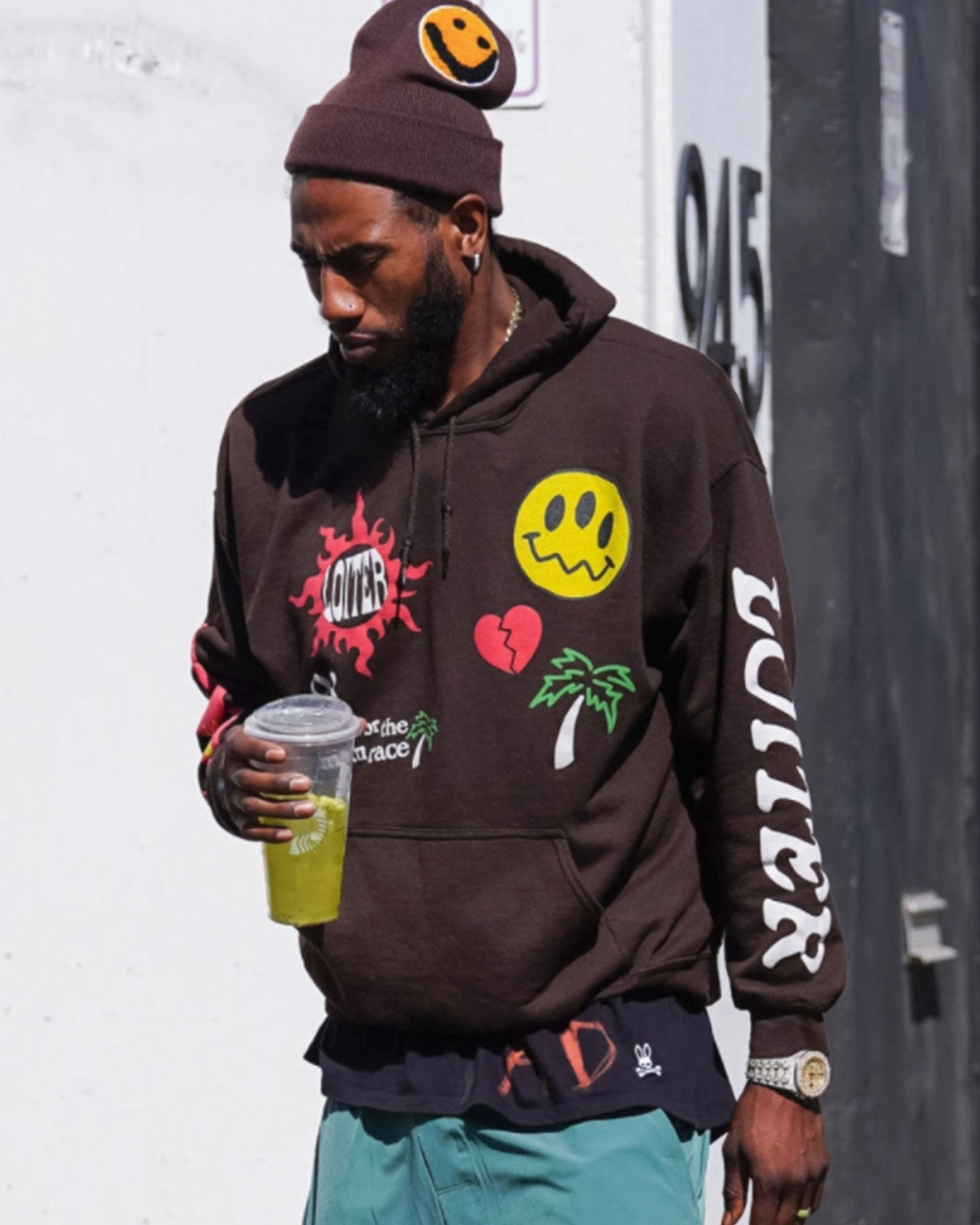 Loiter Euphoric Multi Logo Hoodie Brown Container