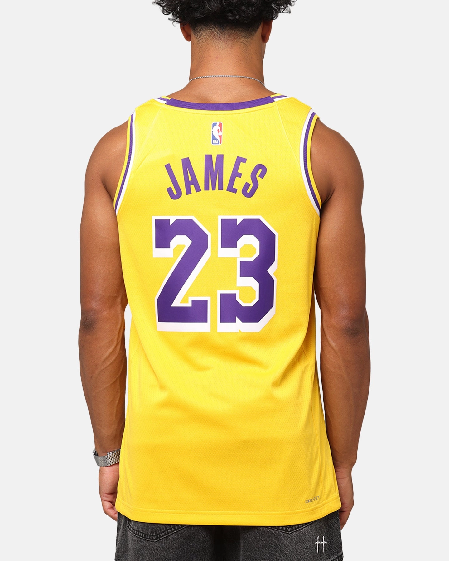 Durable Polyester Blend Nike Los Angeles Lakers Lebron James Dri-FIT Swingman Jersey Amarillo