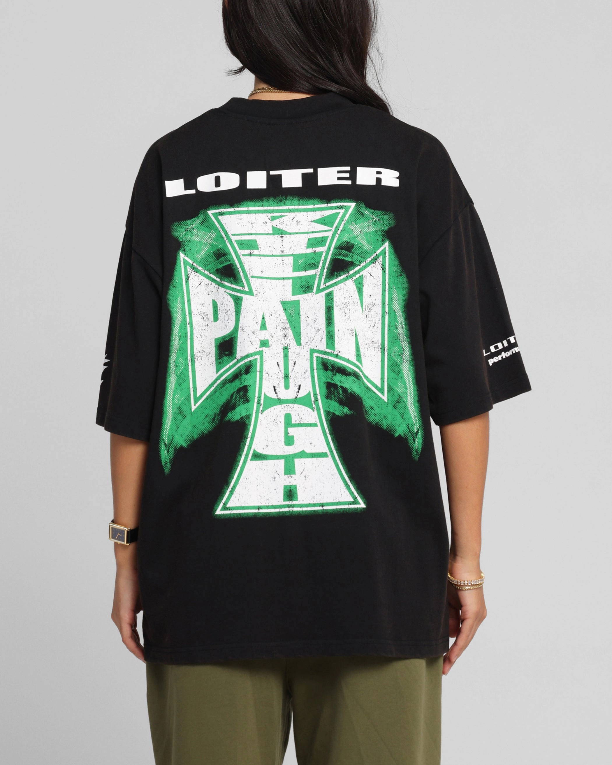 Loiter Liberty Vintage T-Shirt Vintage Black Recycled Polyester Blend Sporty Appeal