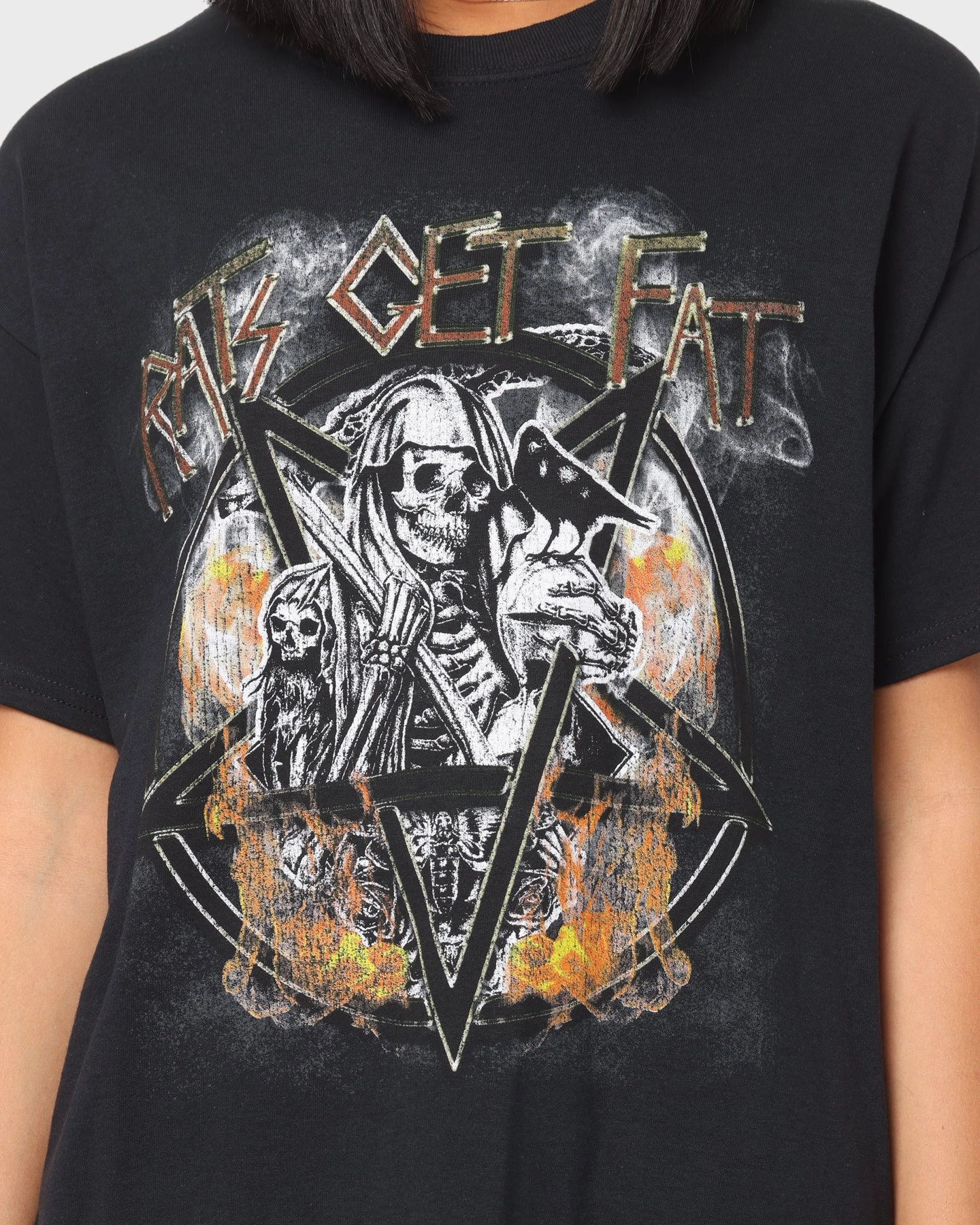 Rats Get Fat American Tour Vintage T-Shirt Black Crew Neck Design