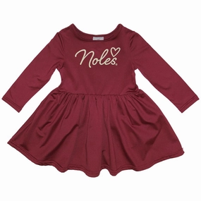 ZooZatz Toddler Girl's Noles Long Sleeve Dress - Garnet Soft Wearable