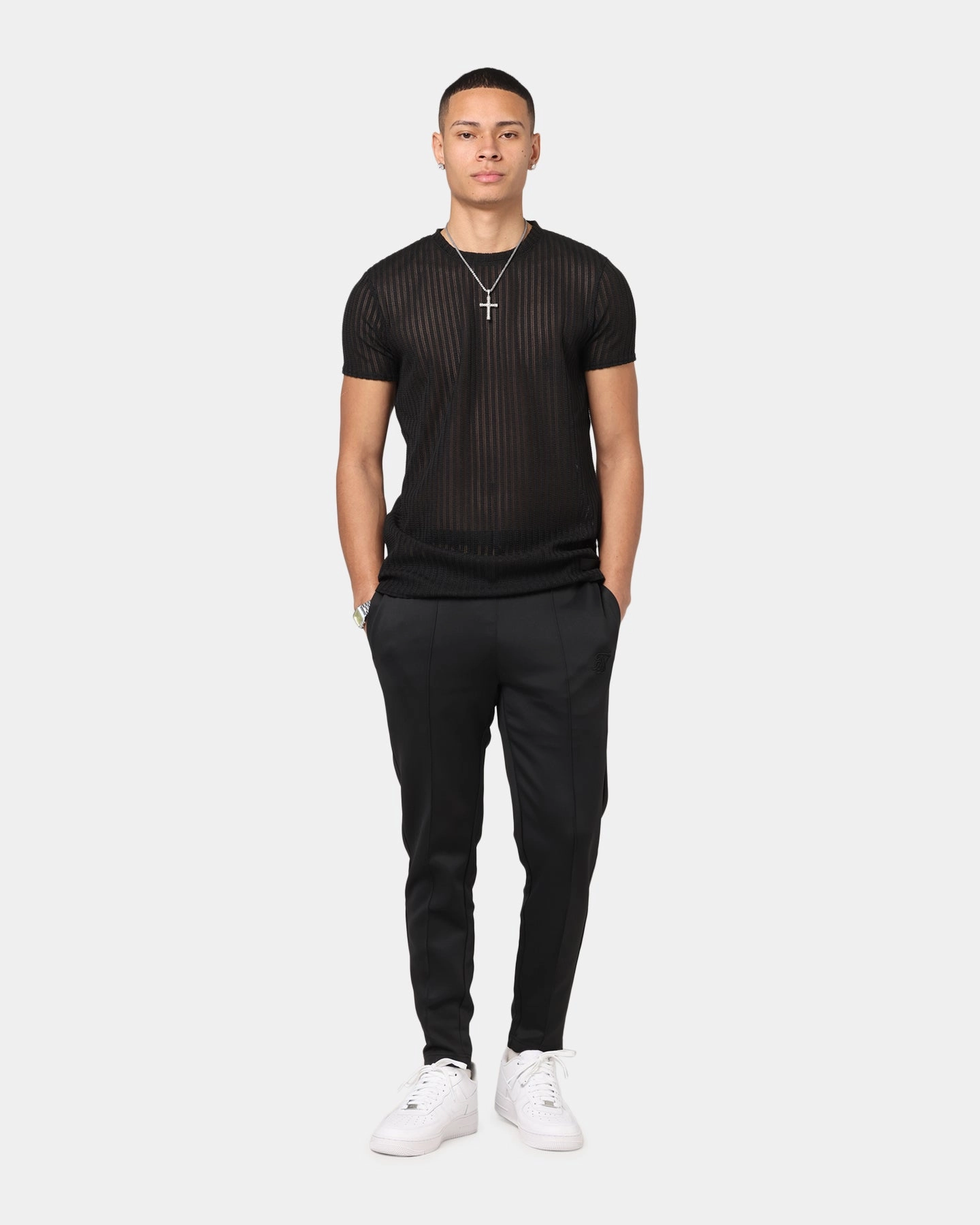 Running Speed AntiBacterialTreatment Sik Silk Textured Muscle Fit T-Shirt Black