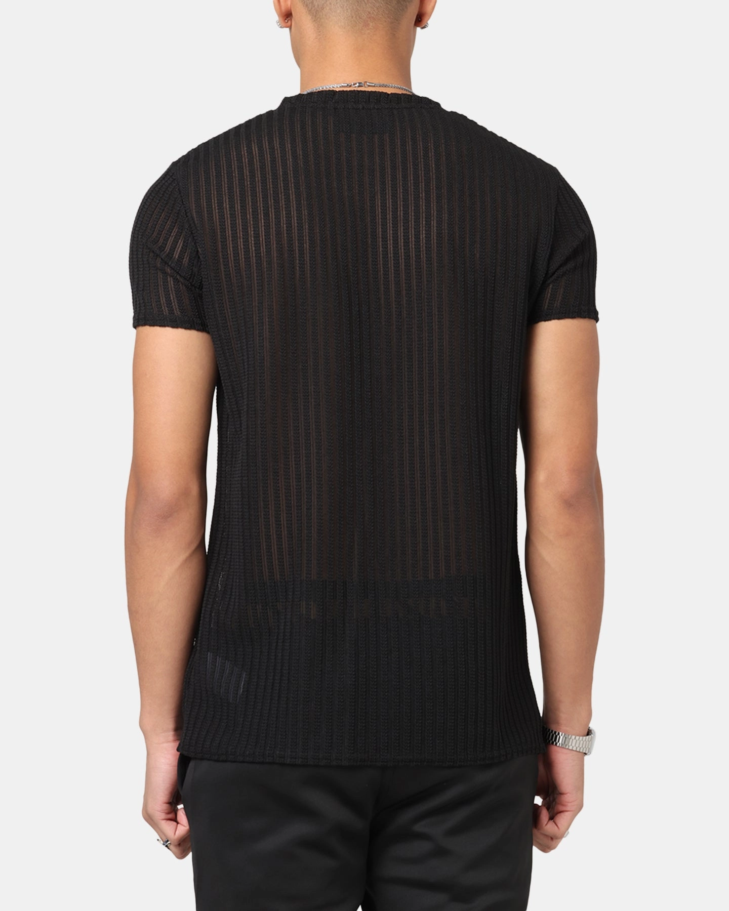 Sik Silk Textured Muscle Fit T-Shirt Black Soft Fabric Soft and Light