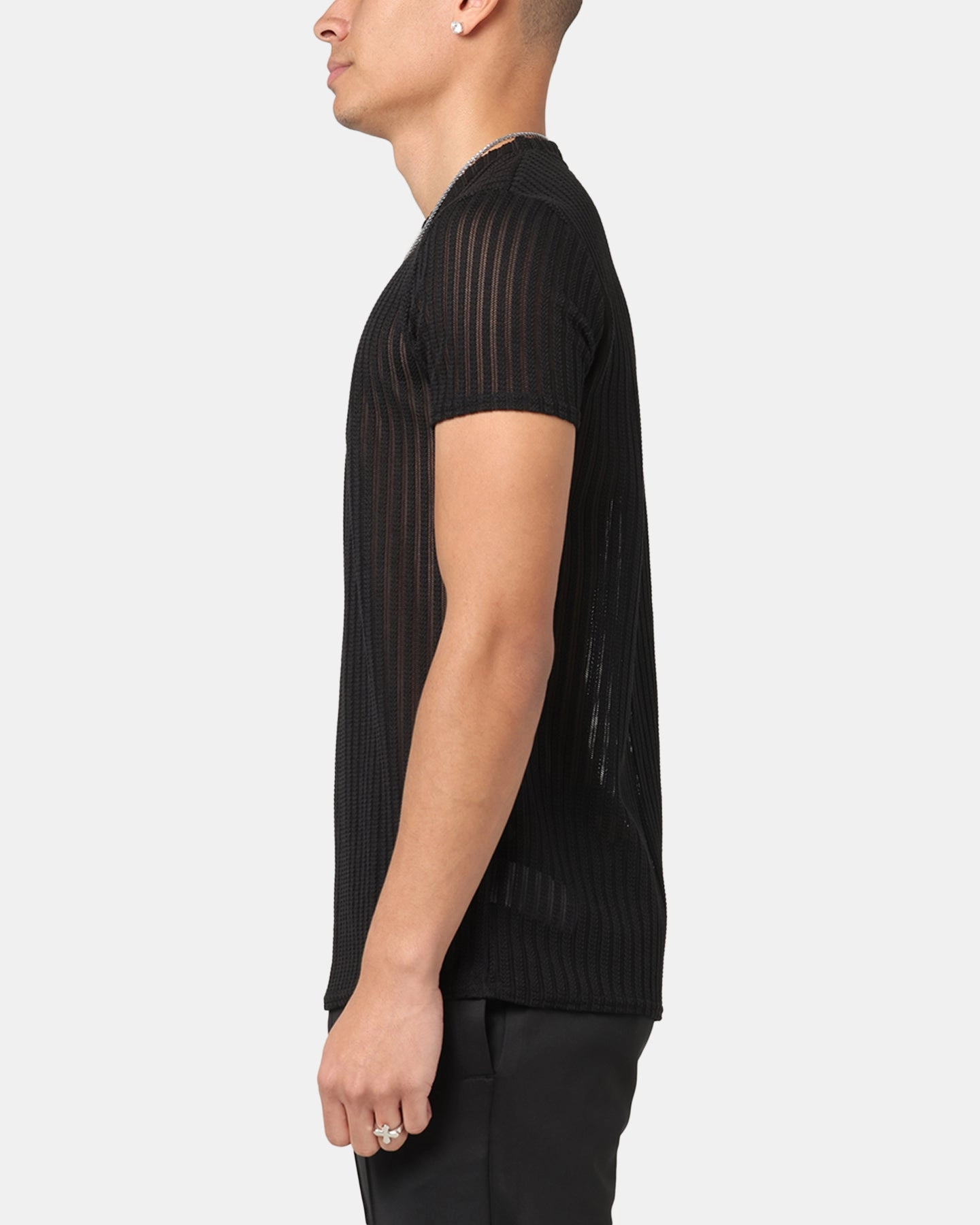 Sik Silk Textured Muscle Fit T-Shirt Black Breathable mesh lining