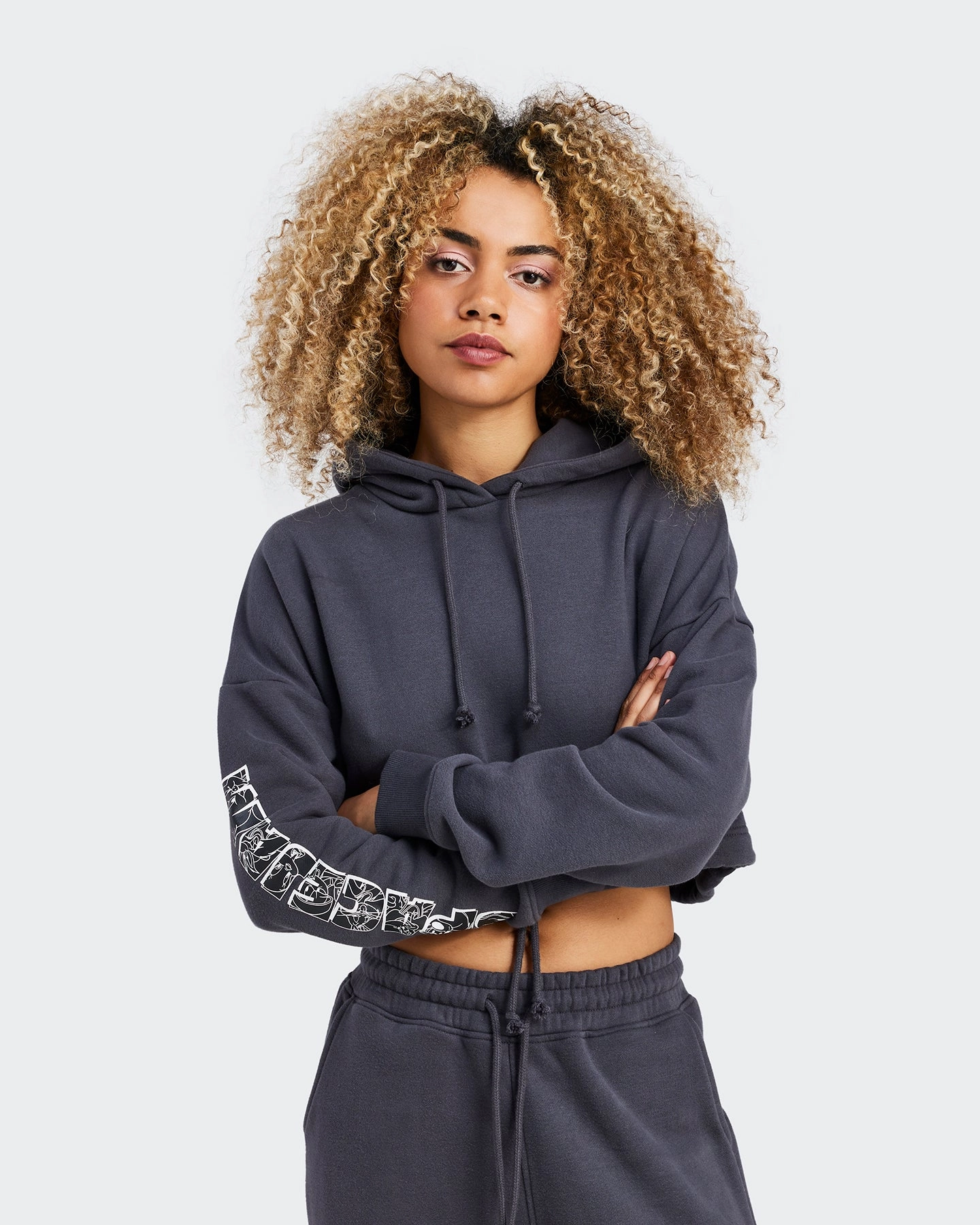 waiters Sik Silk Women's Space Jam x SIK SILK Cropped Hoodie Dark Grey