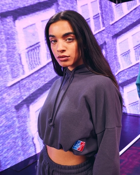 slim Sik Silk Women's Space Jam x SIK SILK Cropped Hoodie Dark Grey