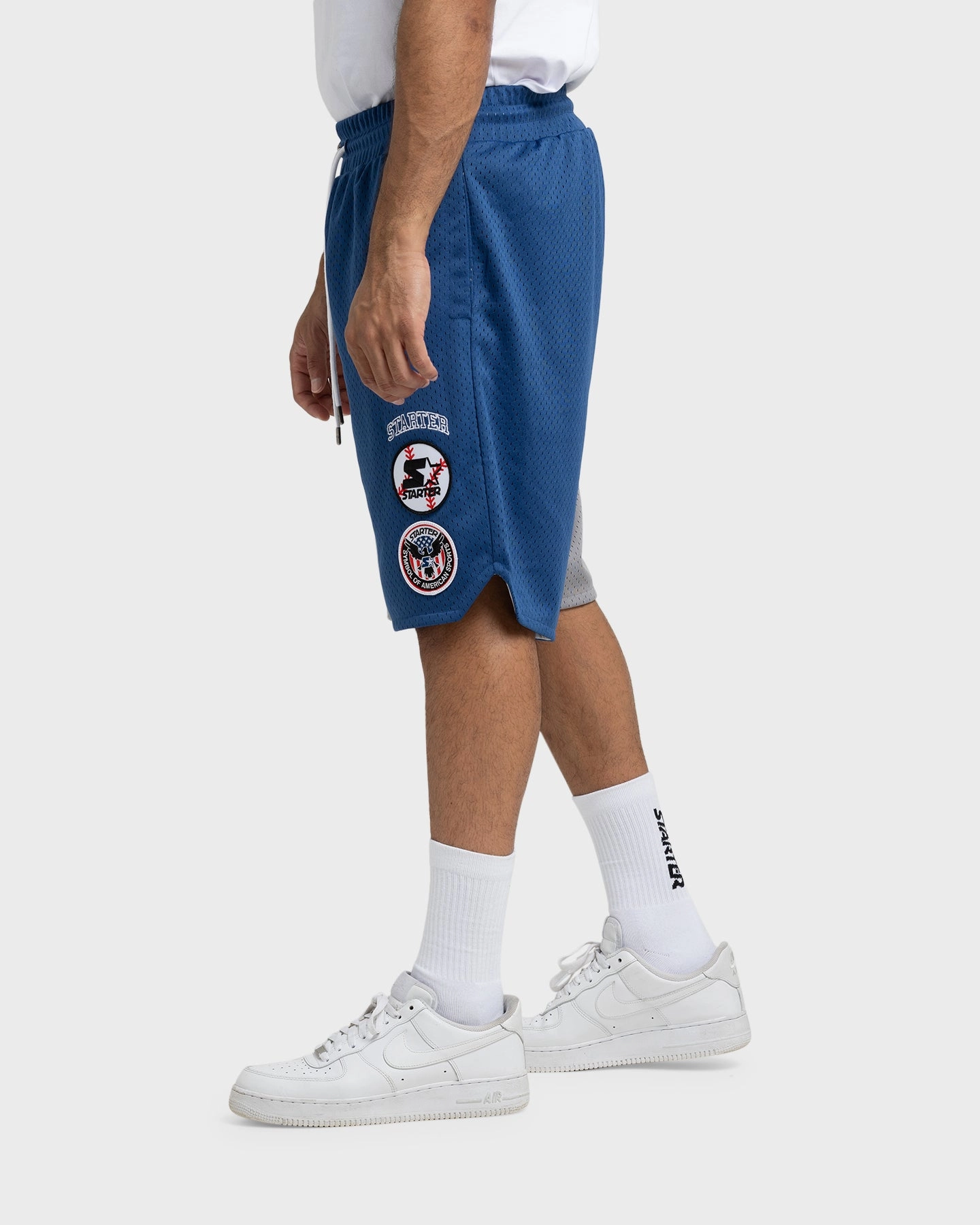Starter Slider Mesh Shorts Blue/Grey Wrinkle Resistant Finish
