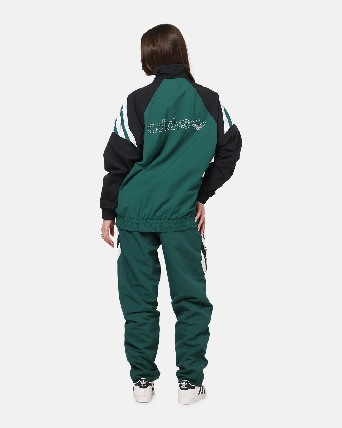 Faux Fur floral Adidas Track Jacket Green/Black