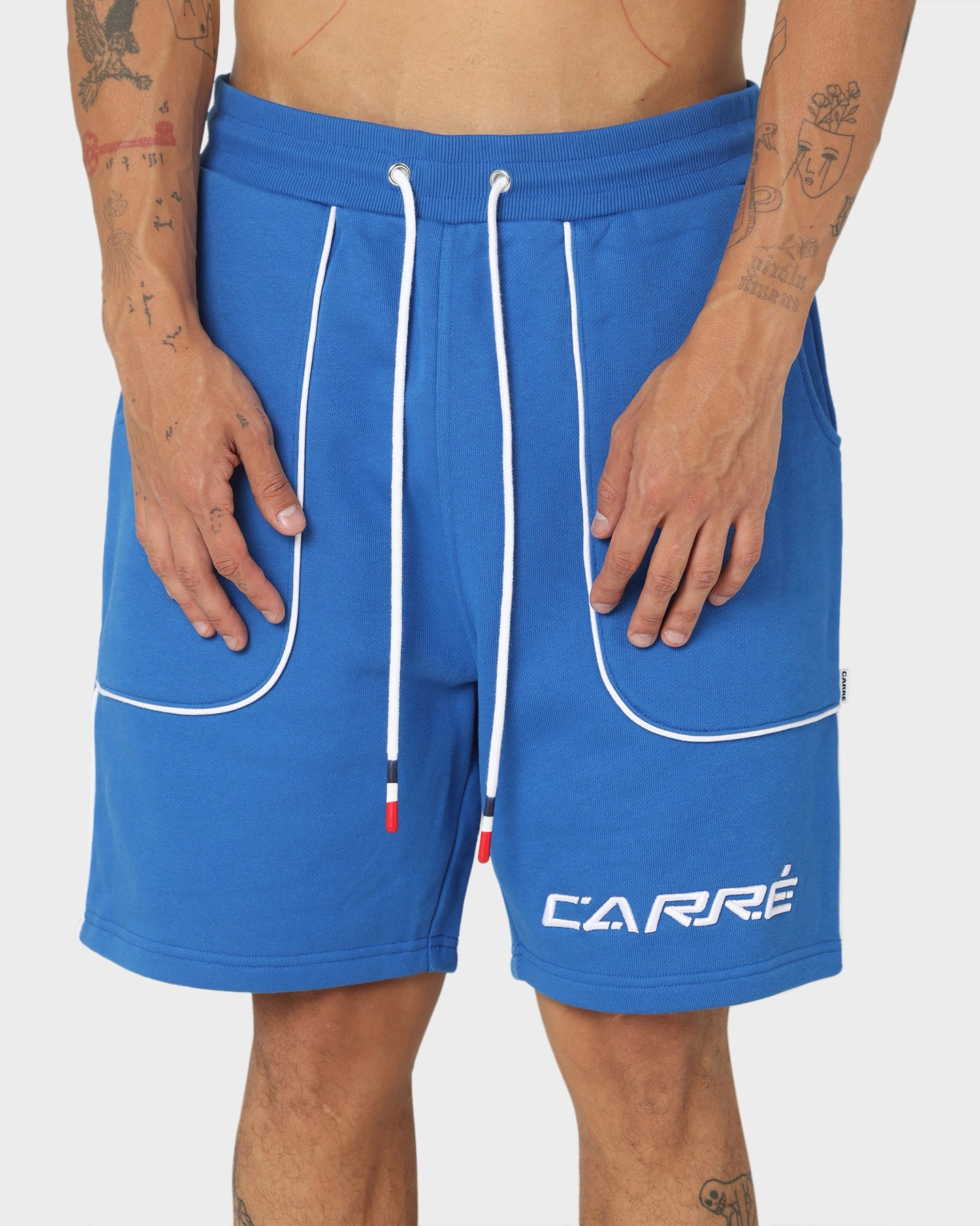 Carre Ange Track Shorts Blue Stretch Woven Fabric