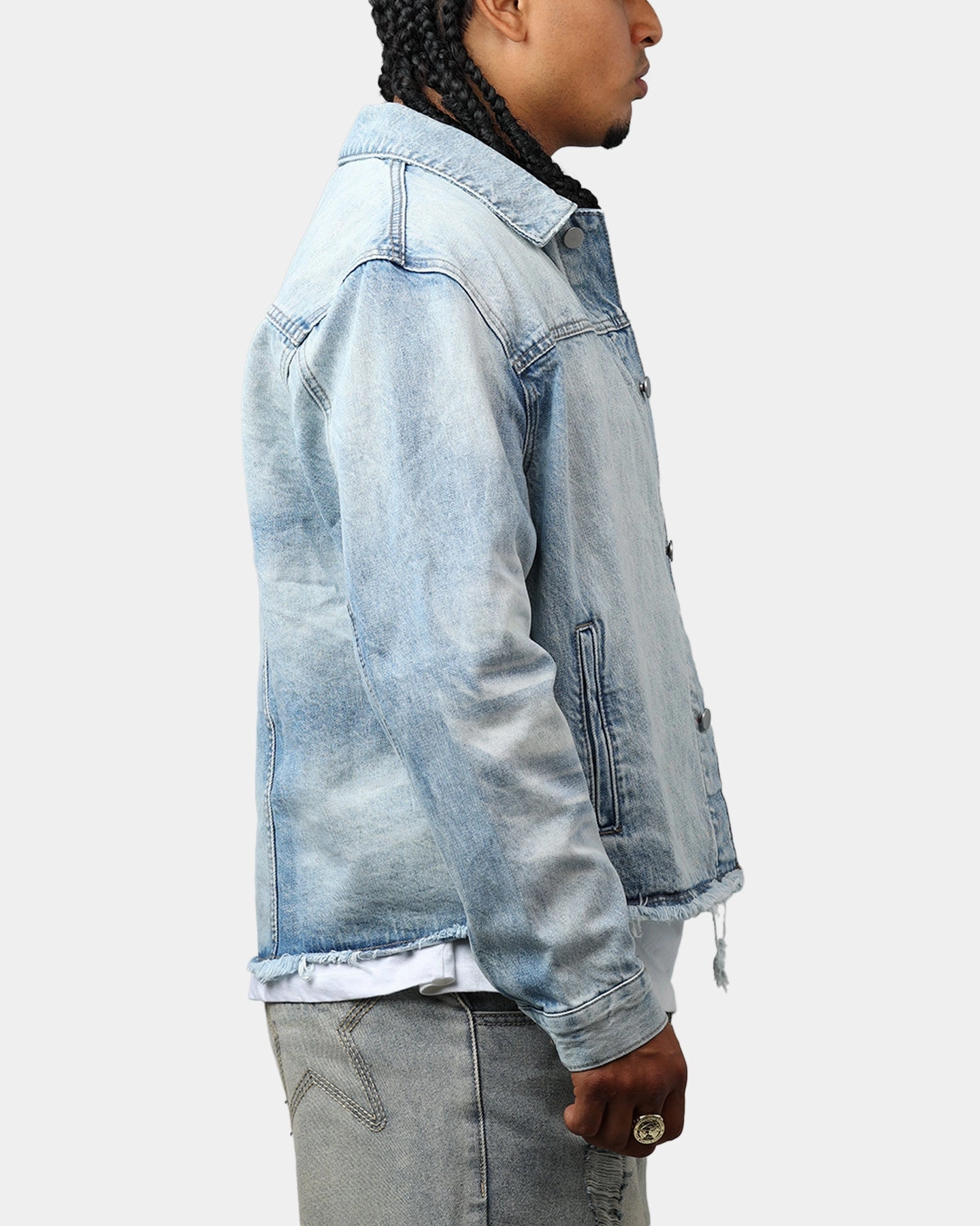 MNML Sun Washed Denim Jacket Light Blue Thermal Insulation