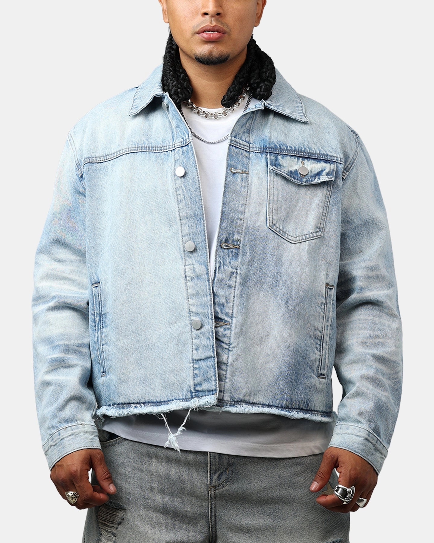 MNML Sun Washed Denim Jacket Light Blue Moisture Wicking Liner