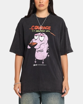 Anti Static Fabric 73 Studio X Cartoon Network Courage The Cowardly Dog Grail Vintage T-Shirt Black Acidwash