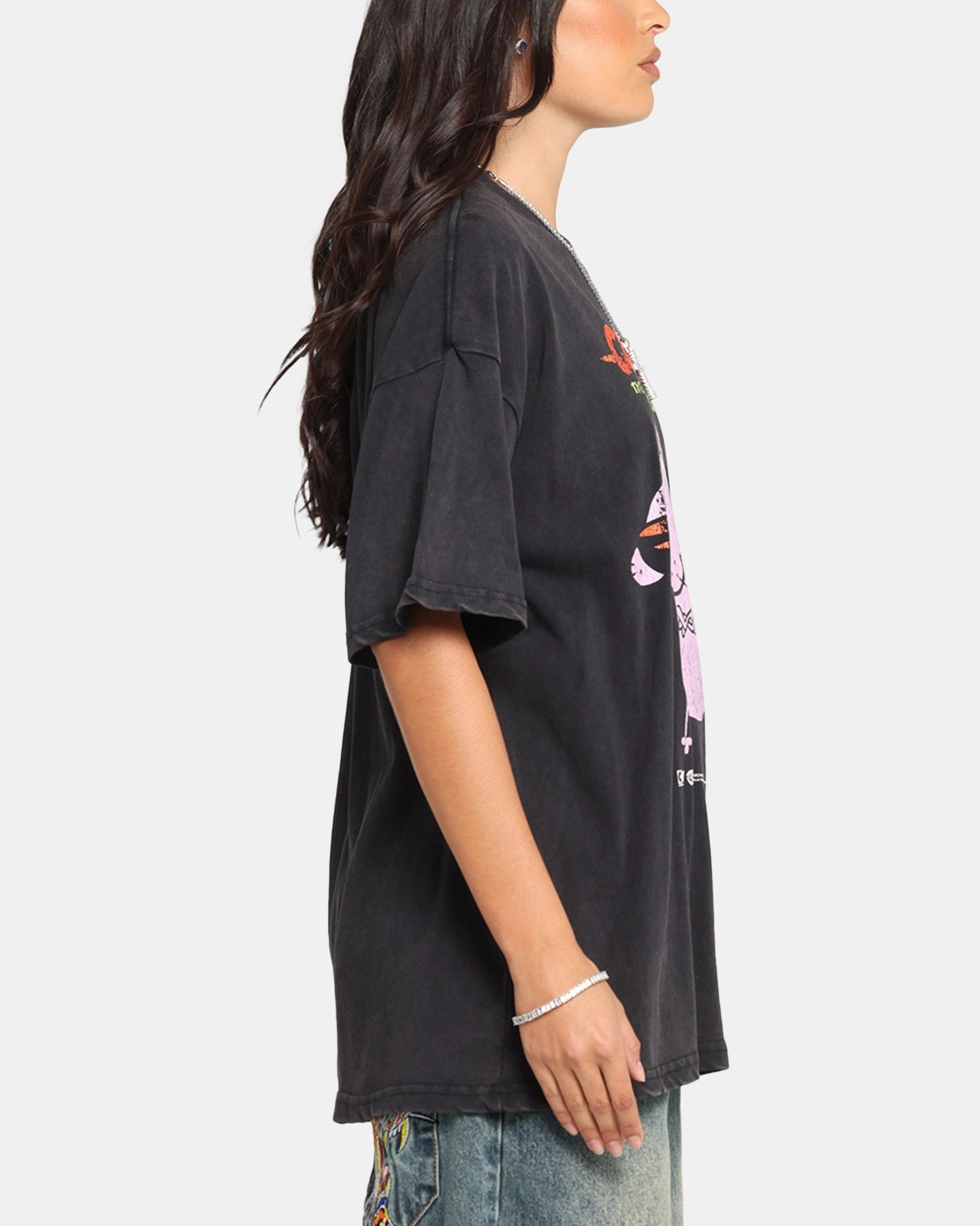 73 Studio X Cartoon Network Courage The Cowardly Dog Grail Vintage T-Shirt Black Acidwash Odor-resistant Trendy popularity