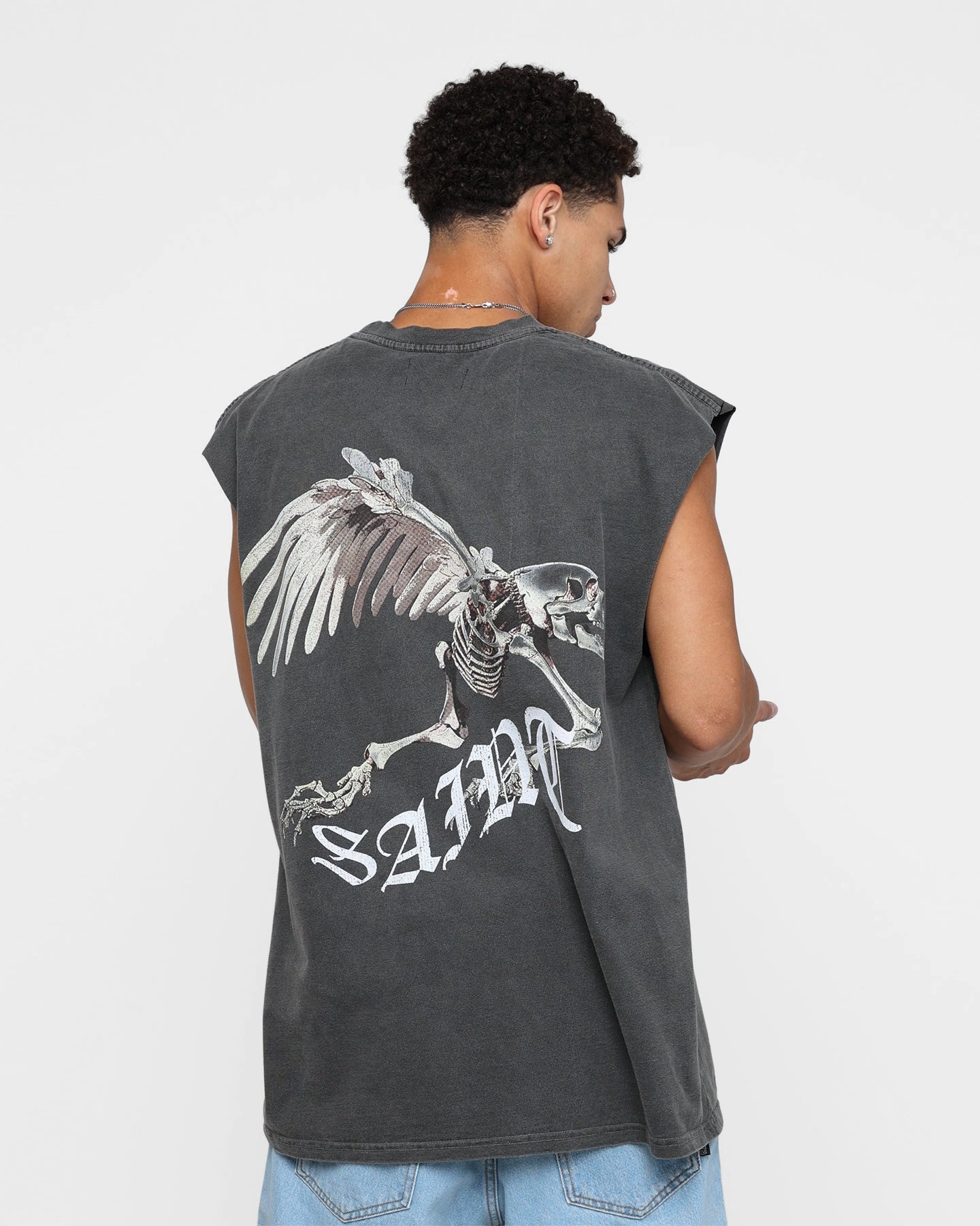 Anti Static Treatment Elderly clothing Saint Morta Departed Muscle T-Shirt Black Wash