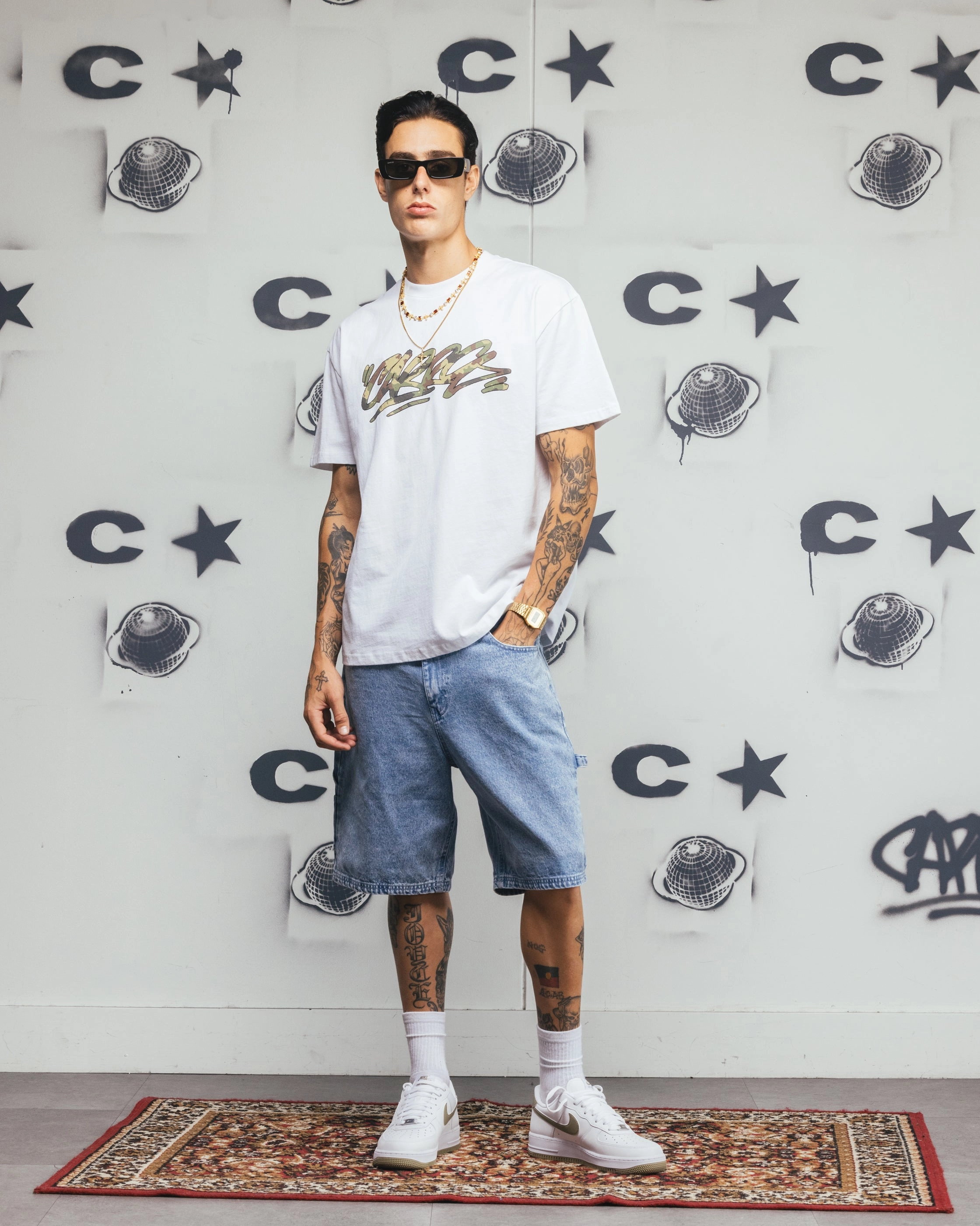 Carre Carpenter Jorts Light Blue Denim Layered Look