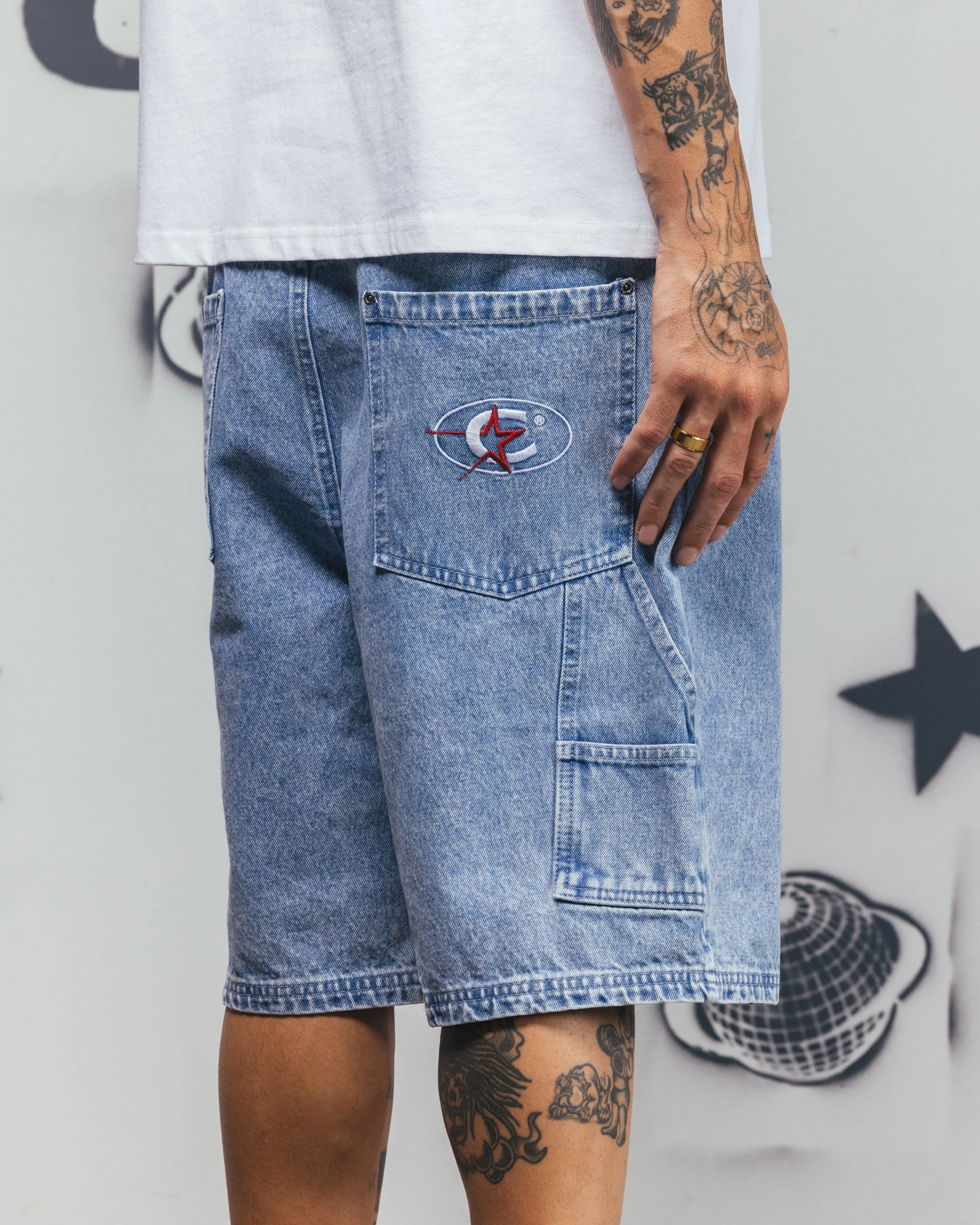 Carre Carpenter Jorts Light Blue Denim Collectible Item Effortless Look