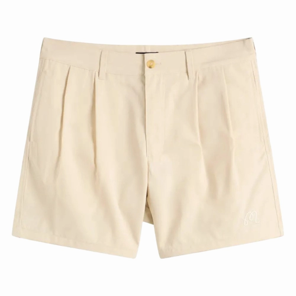 Malbon Classic Pleated Golf Shorts Sand - SS25 Men Durable Weave BreathableWebbing