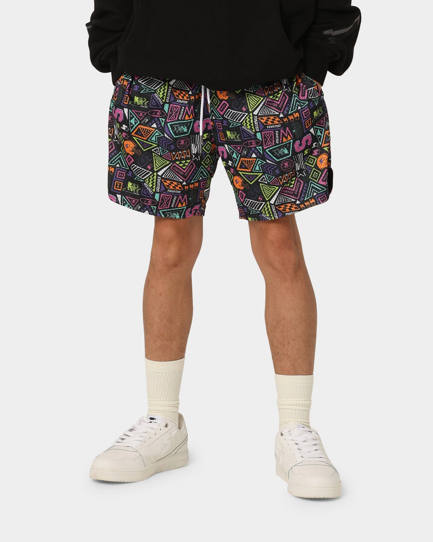 Starter Retro Mesh Shorts Multi-Coloured Yarn Dyed Pattern Low Bulk Waistband