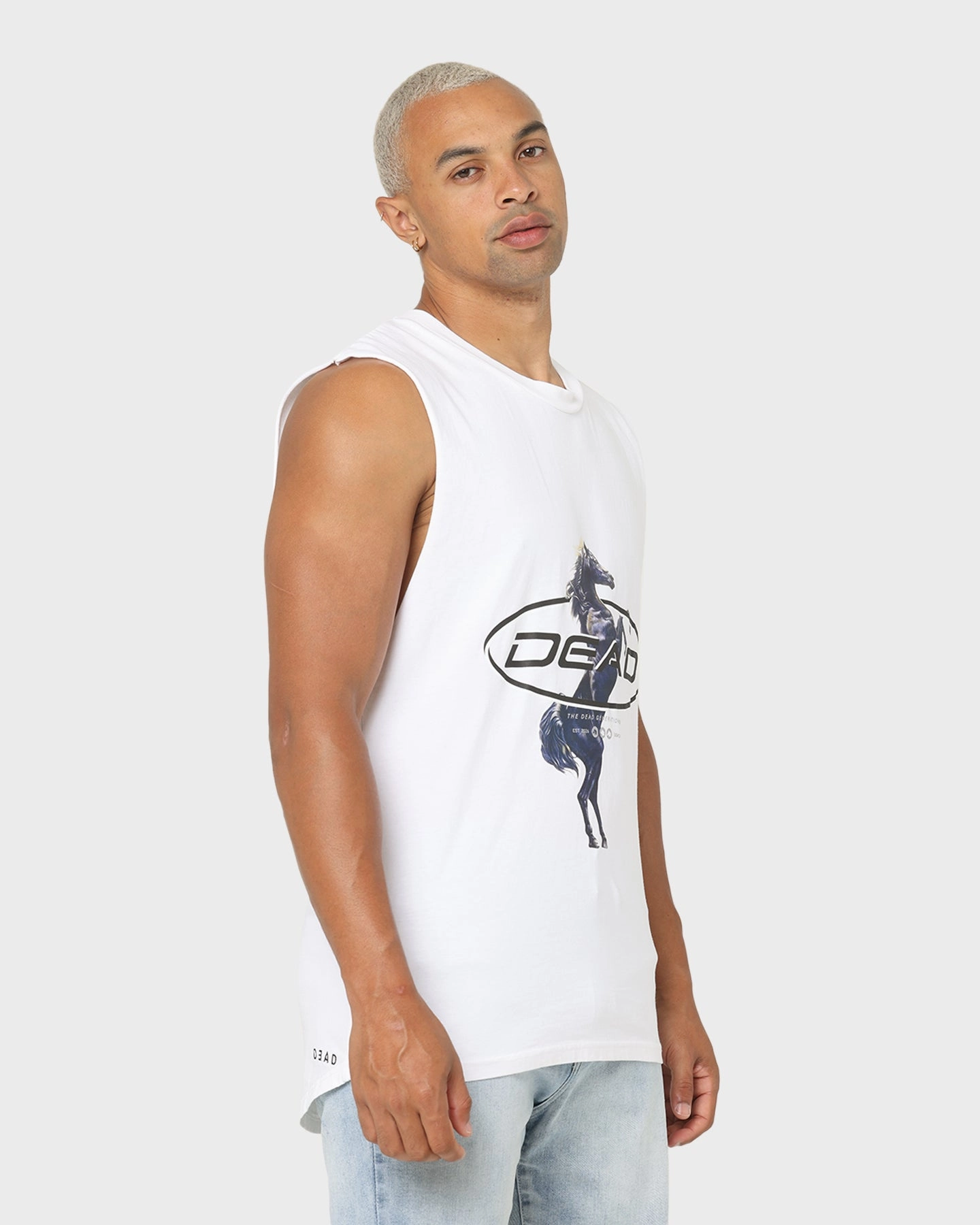 Dead Studios Till We Ride Muscle T-Shirt White/Black Feminine Appeal