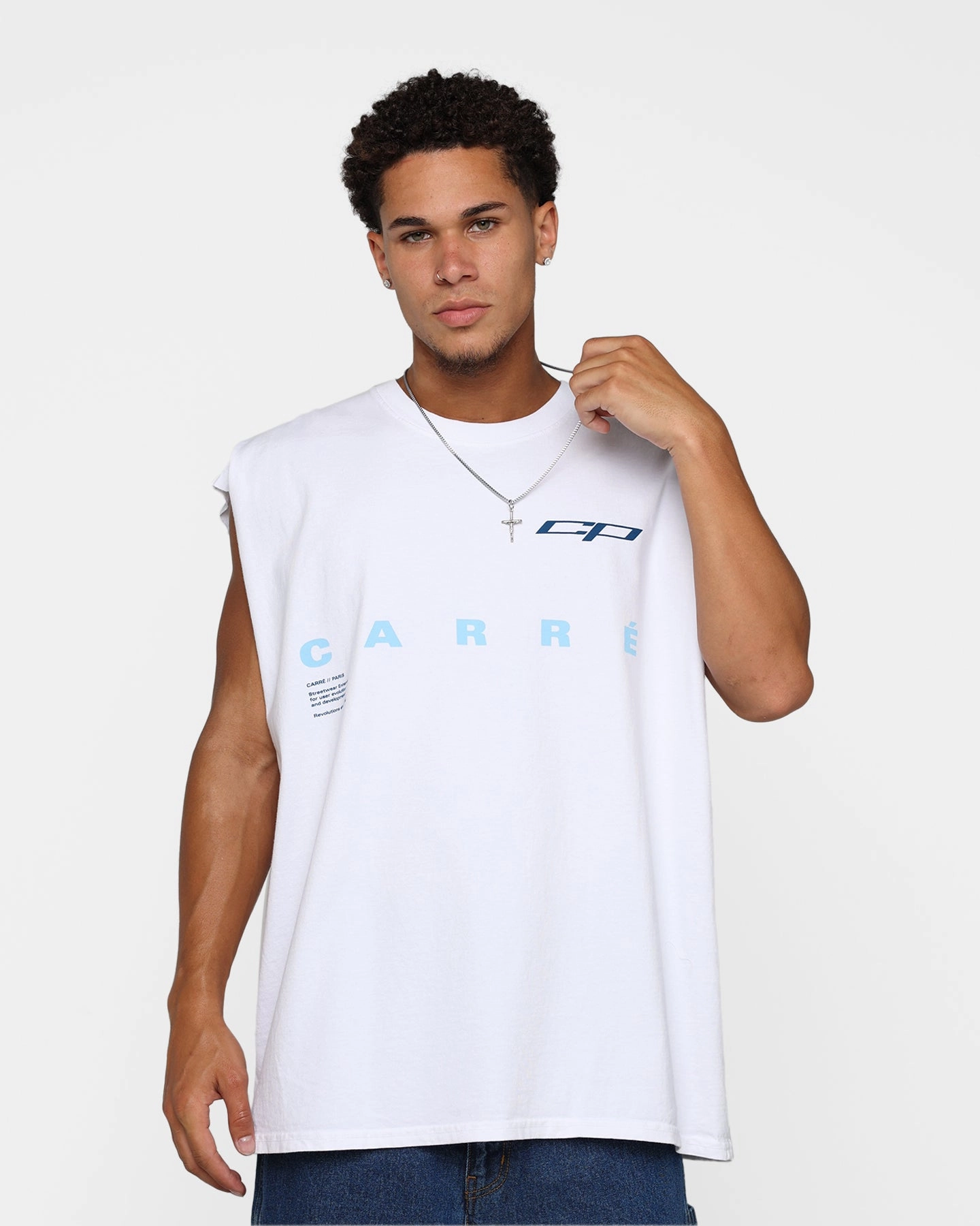 Cool Design vacation wear Carre Enhanced Muscle T-Shirt White