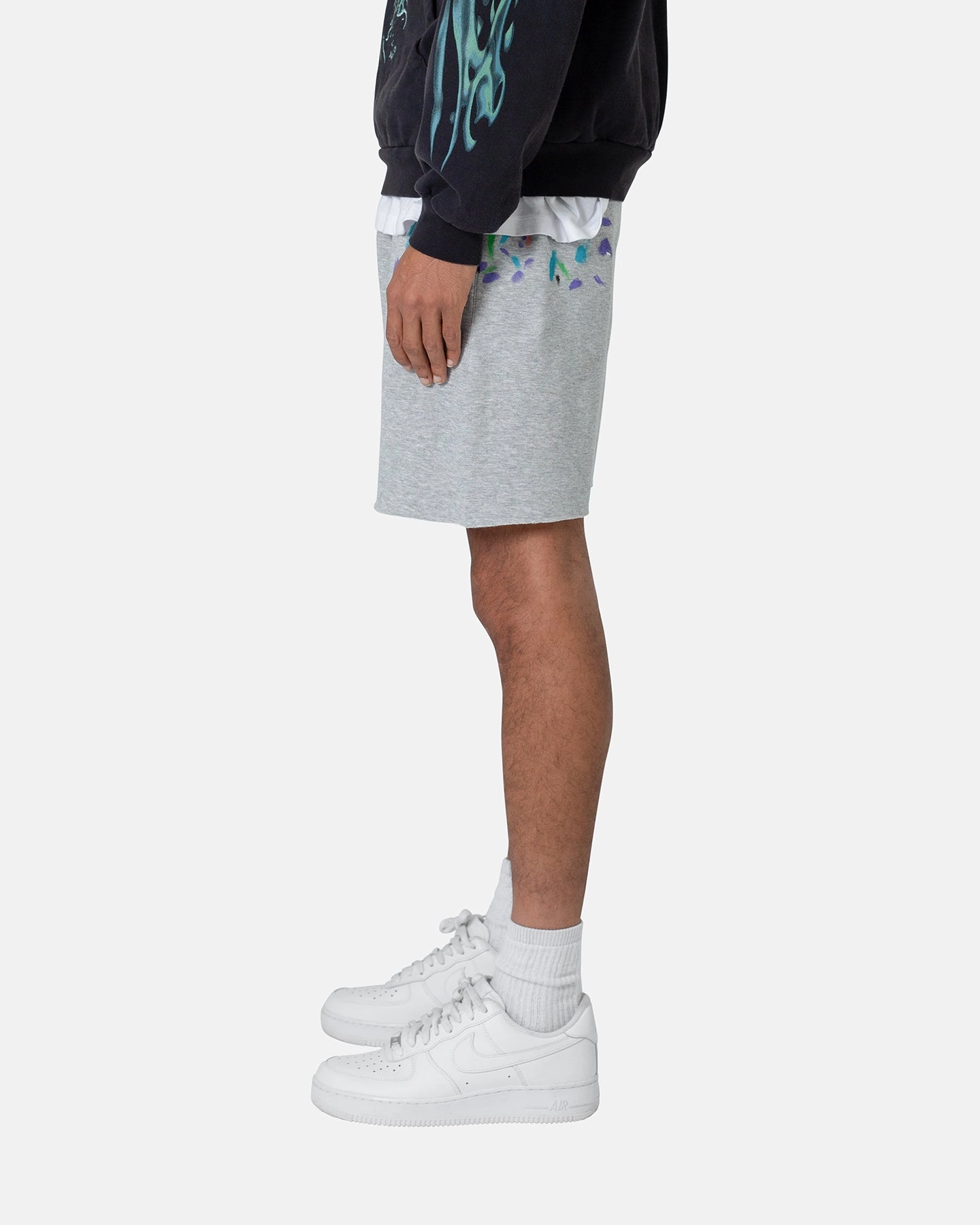 Reflective Safety Detailing MNML Contrast Paneled Sweatshorts Grey