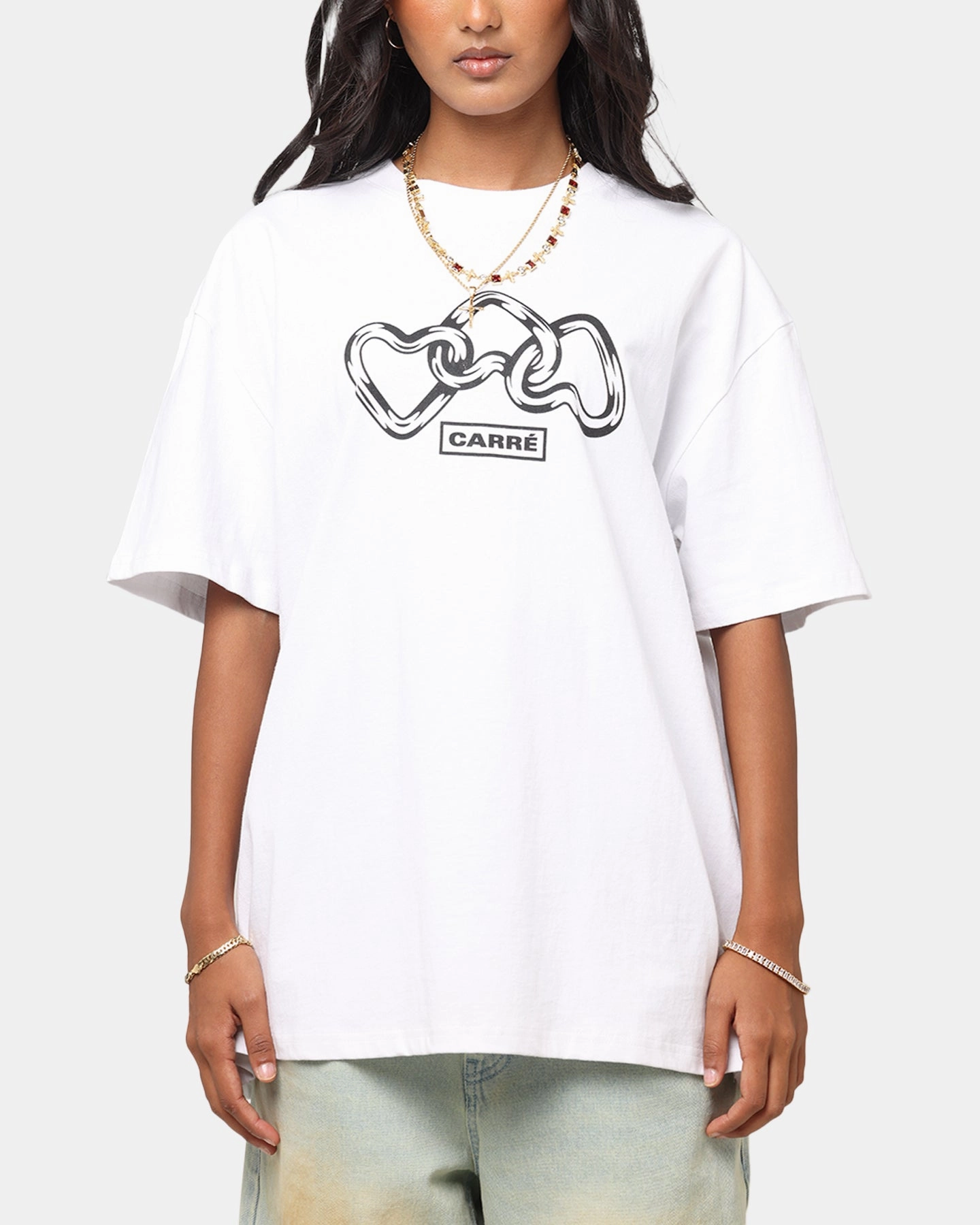 Carre Link T-Shirt White Travel Trend Trendy All-Day