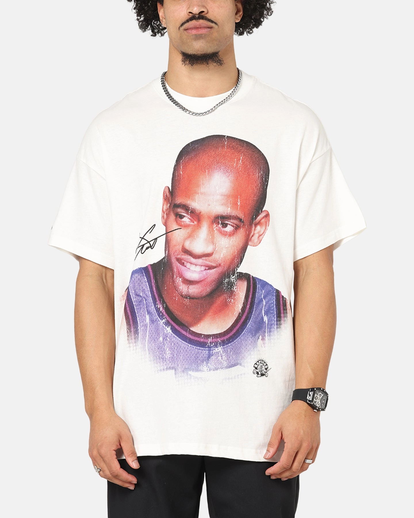 Mitchell & Ness Toronto Raptors Vince Carter Big Head T-Shirt Vintage White Comfortable Stretch