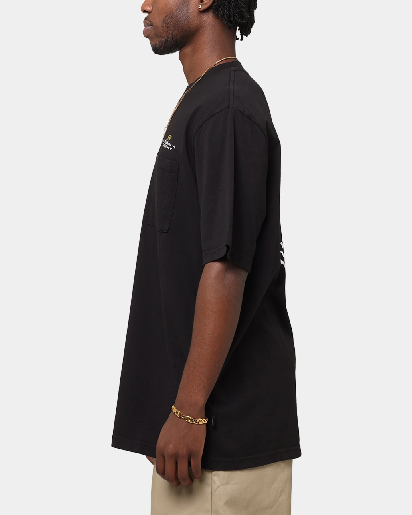 Reinforced Shoulder Malbon Pocket T-Shirt Black