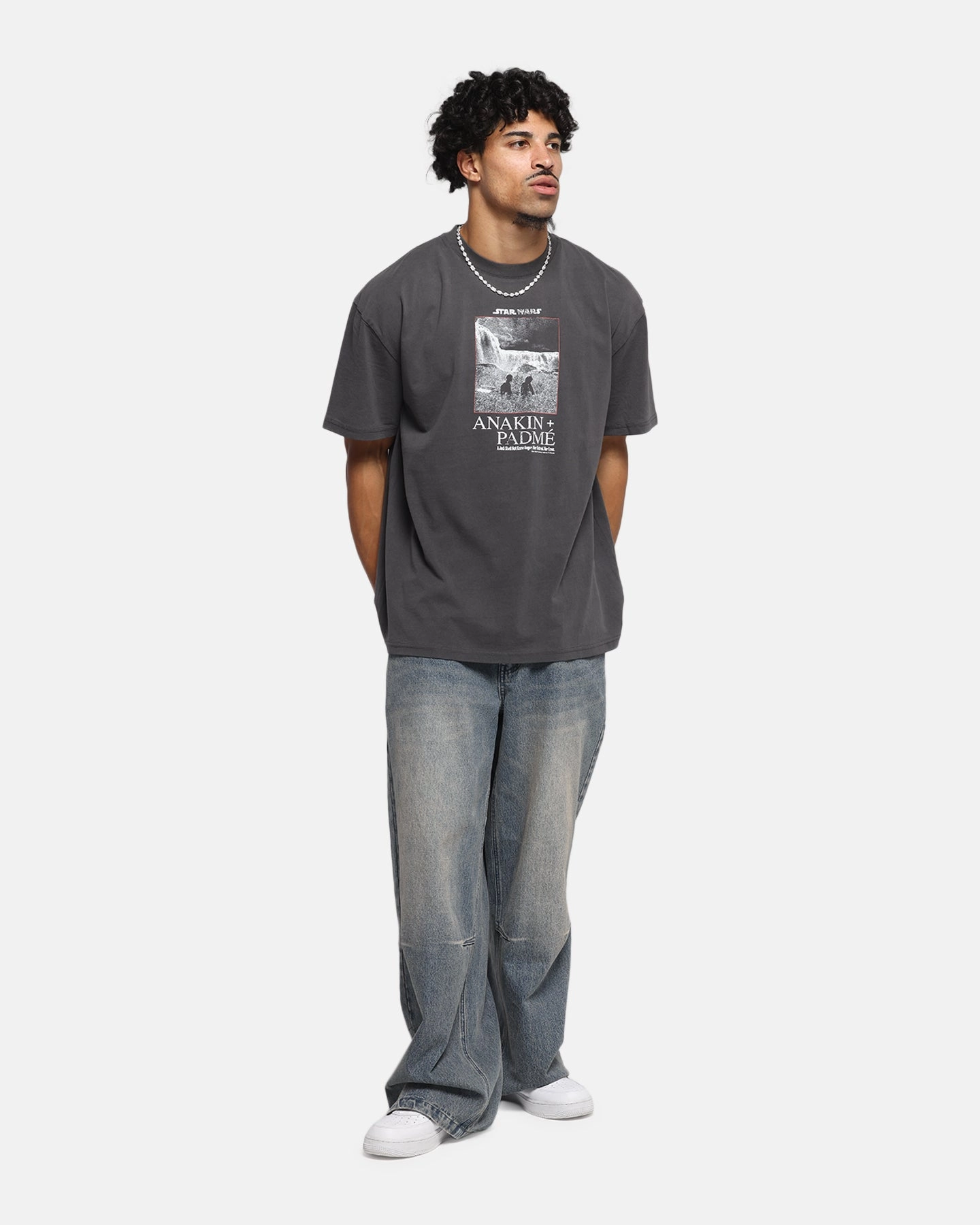 Fashion Layer Simple Style 73 Studio Star Wars Anakin And Padme Vintage T-Shirt Black Wash